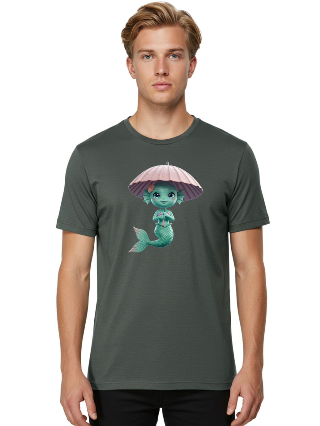 Mermaid-With-Parasol Men'S Graphic Tee, 100% Cotton, Comfortable Casual Summer Wear, Machine Washable, Vintage Camera, Old Camera, Antique Camera, Black Camera, Classic Photography, Photography Equipment, Nostalgic Device, Film Camera, Bai130