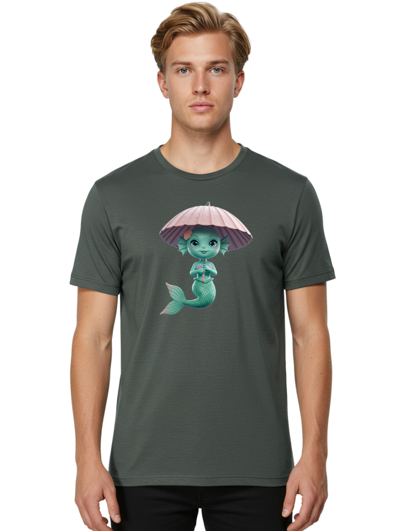 Mermaid-With-Parasol Men'S Graphic Tee, 100% Cotton, Comfortable Casual Summer Wear, Machine Washable, Vintage Camera, Old Camera, Antique Camera, Black Camera, Classic Photography, Photography Equipment, Nostalgic Device, Film Camera, Bai130