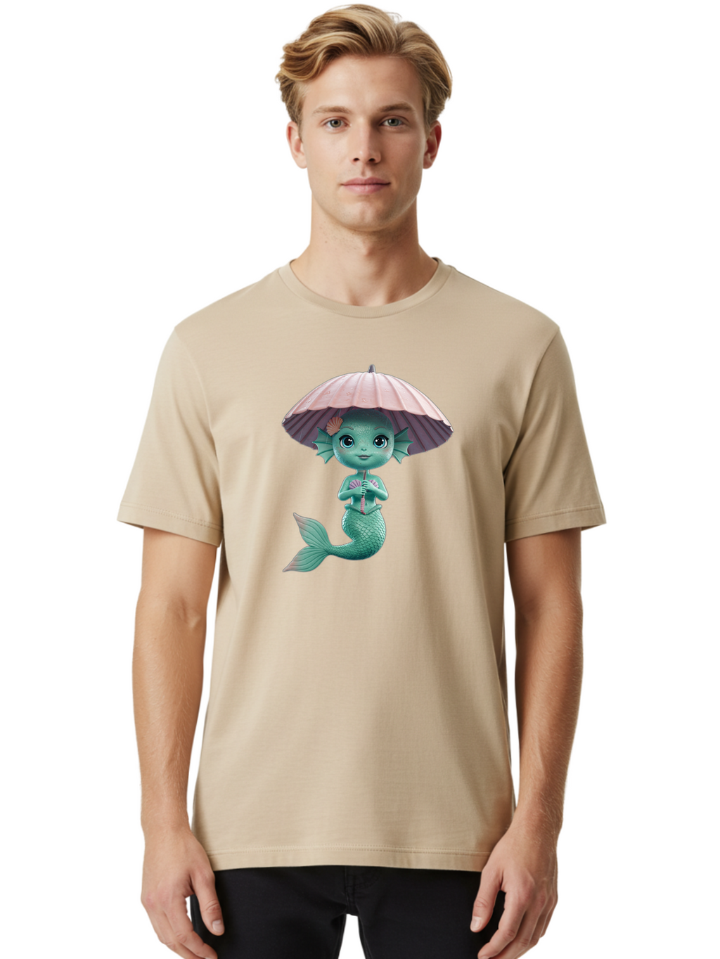 Mermaid-With-Parasol Men'S Graphic Tee, 100% Cotton, Comfortable Casual Summer Wear, Machine Washable, Vintage Camera, Old Camera, Antique Camera, Black Camera, Classic Photography, Photography Equipment, Nostalgic Device, Film Camera, Bai130