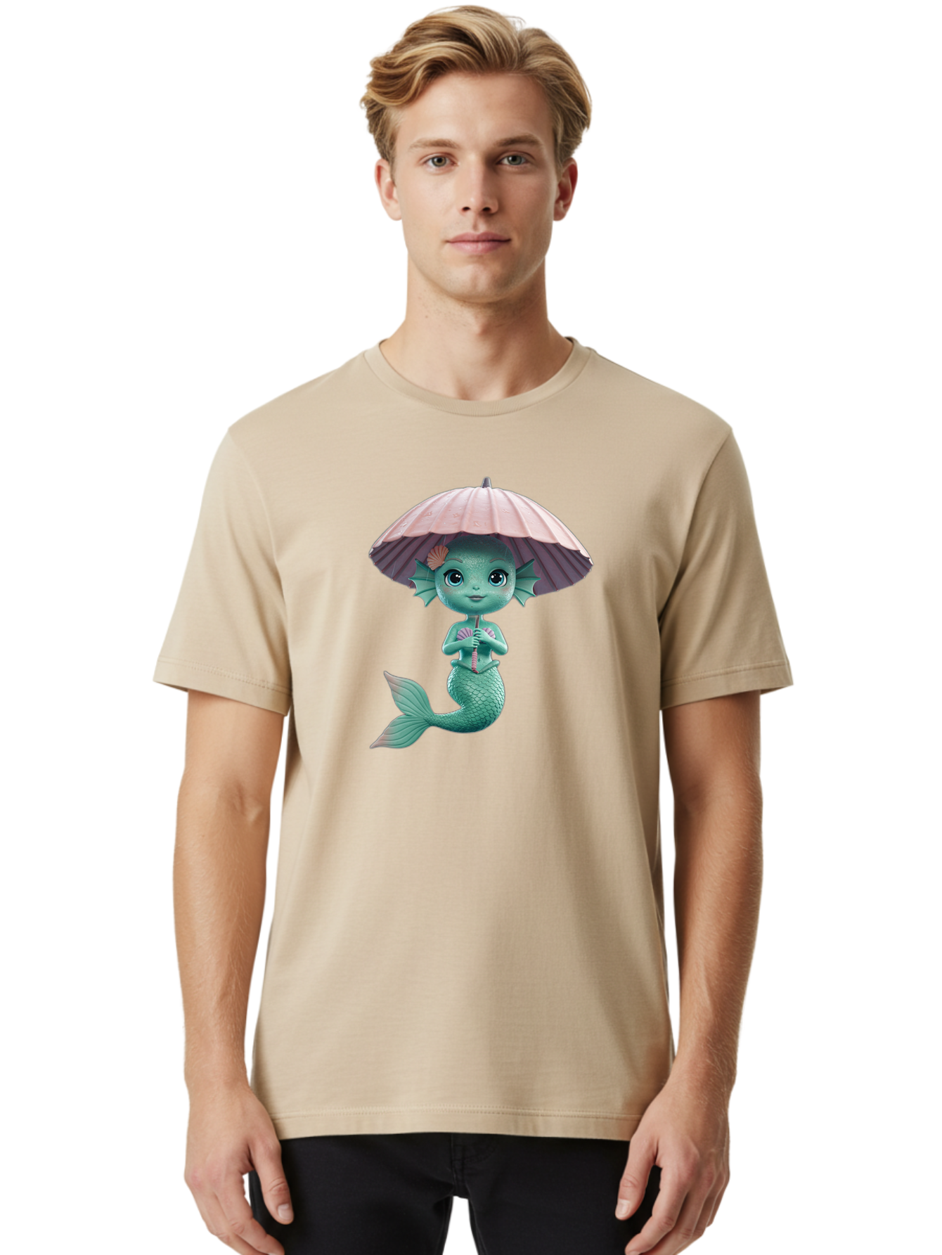 Mermaid-With-Parasol Men'S Graphic Tee, 100% Cotton, Comfortable Casual Summer Wear, Machine Washable, Vintage Camera, Old Camera, Antique Camera, Black Camera, Classic Photography, Photography Equipment, Nostalgic Device, Film Camera, Bai130