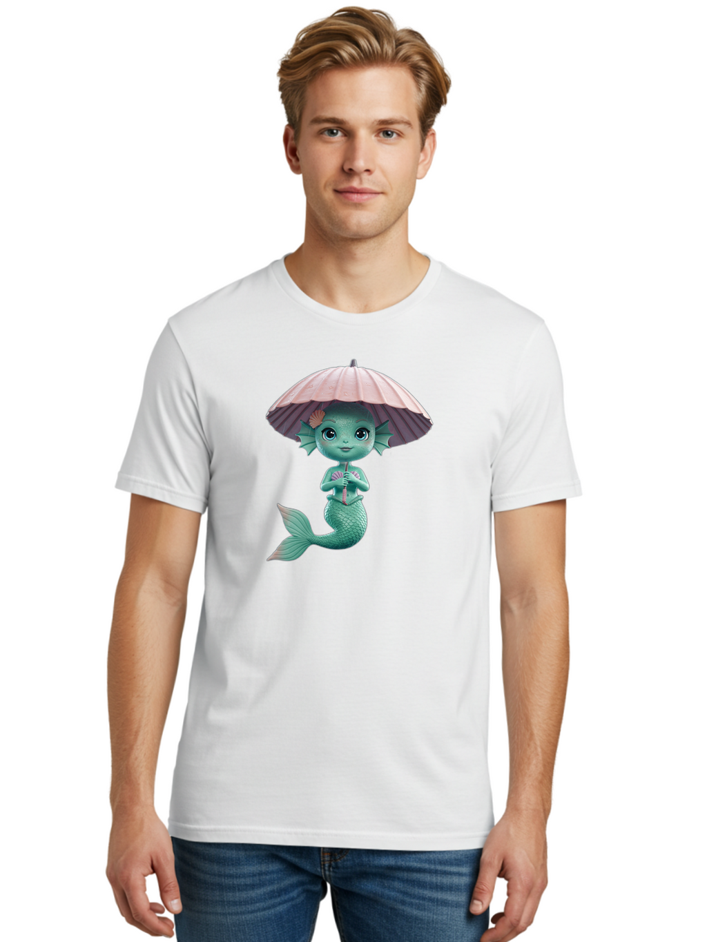Mermaid-With-Parasol Men'S Graphic Tee, 100% Cotton, Comfortable Casual Summer Wear, Machine Washable, Vintage Camera, Old Camera, Antique Camera, Black Camera, Classic Photography, Photography Equipment, Nostalgic Device, Film Camera, Bai130
