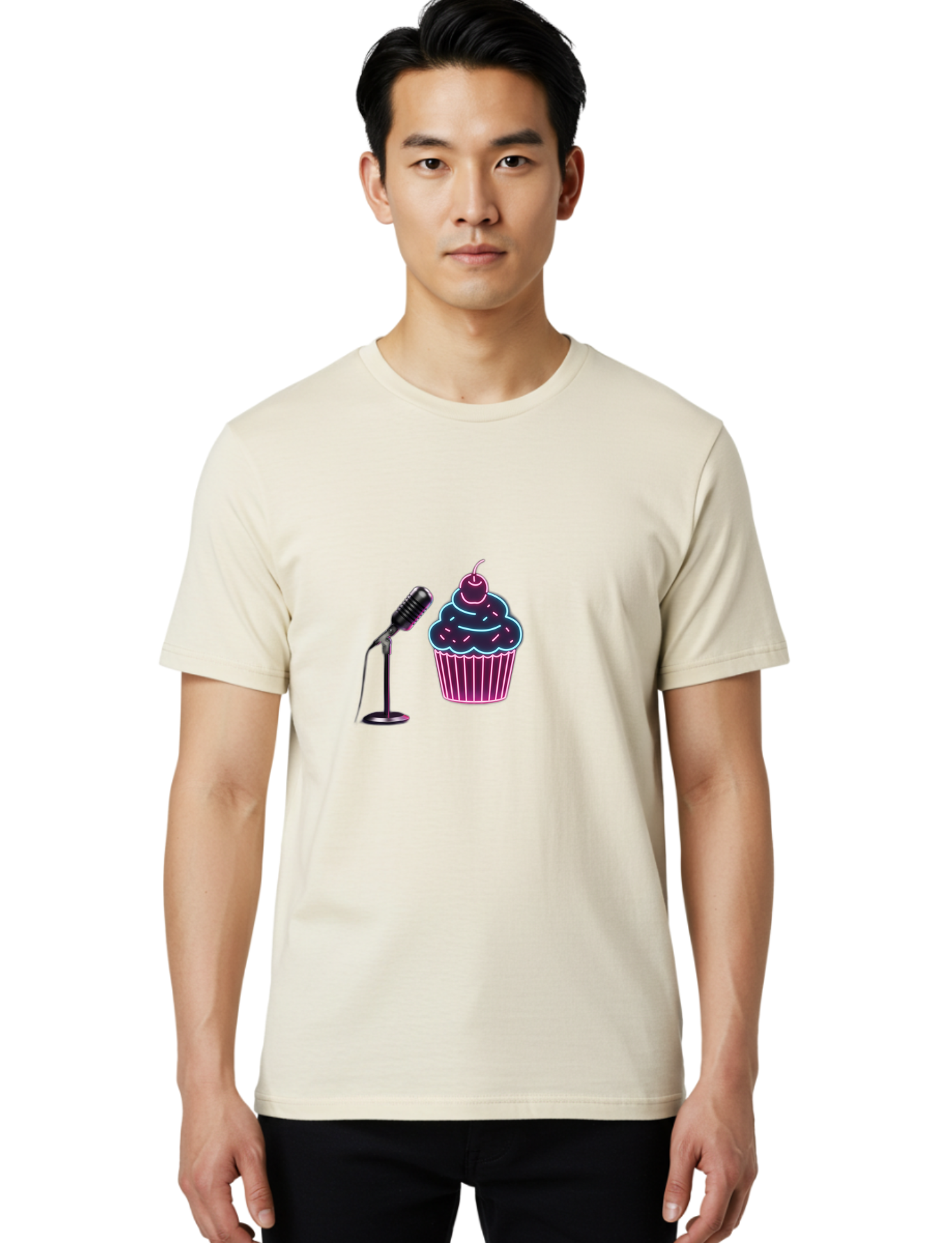Microphone-And-Cupcake Men'S Graphic Tee, 100% Cotton, Comfortable Casual Summer Wear, Machine Washable, Vintage Camera, Old Camera, Antique Camera, Black Camera, Classic Photography, Photography Equipment, Nostalgic Device, Film Camera, Bai131
