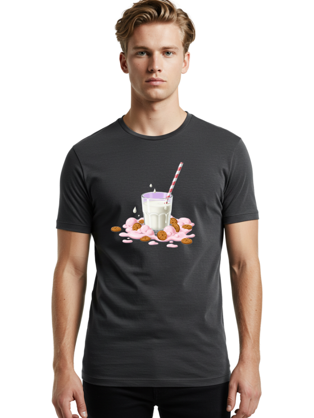 Milkshake-Cookies Men'S Graphic Tee, 100% Cotton, Comfortable Casual Summer Wear, Machine Washable, Vintage Camera, Old Camera, Antique Camera, Black Camera, Classic Photography, Photography Equipment, Nostalgic Device, Film Camera, Camera Art Bai154