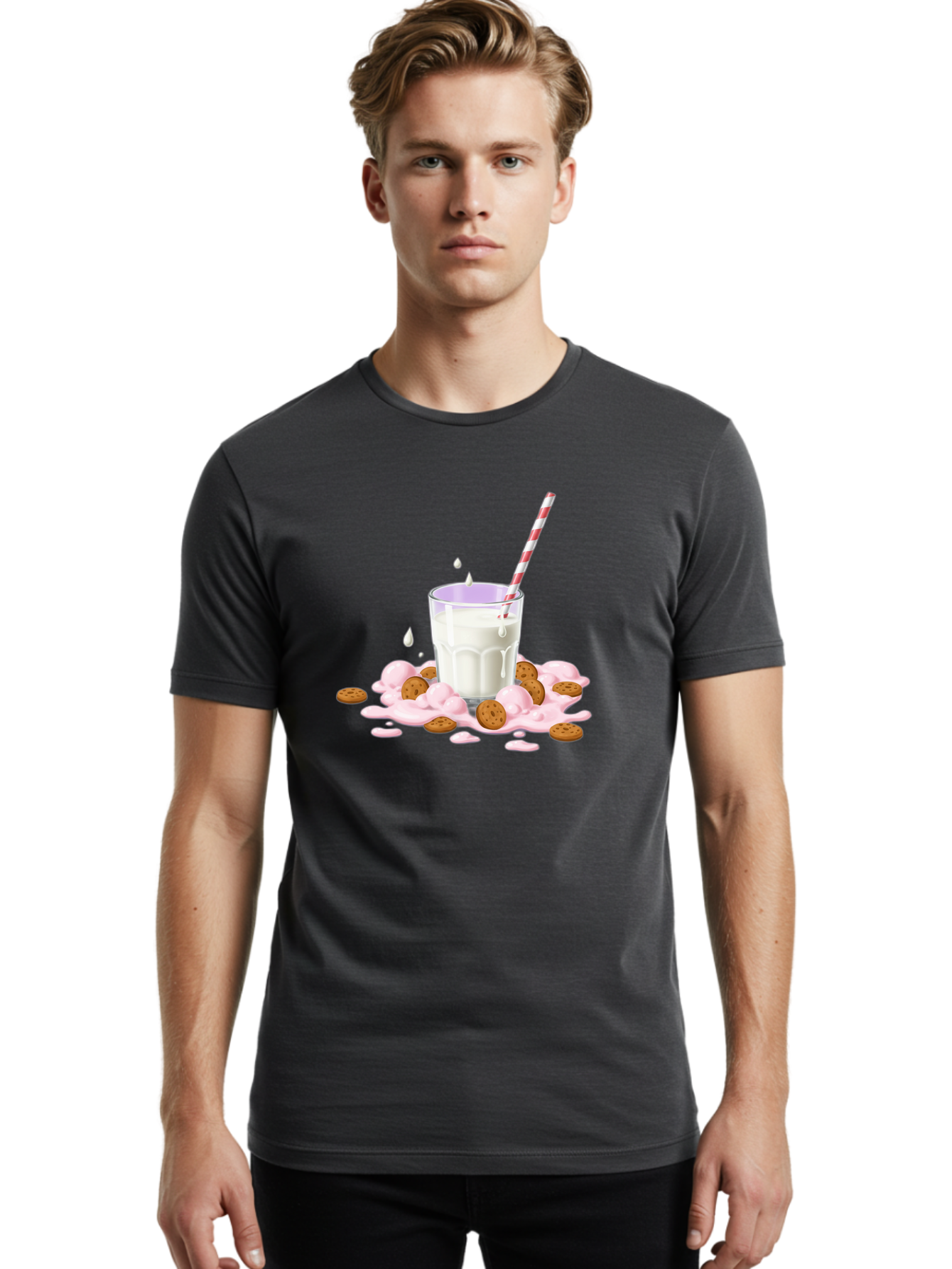 Milkshake-Cookies Men'S Graphic Tee, 100% Cotton, Comfortable Casual Summer Wear, Machine Washable, Vintage Camera, Old Camera, Antique Camera, Black Camera, Classic Photography, Photography Equipment, Nostalgic Device, Film Camera, Camera Art Bai154