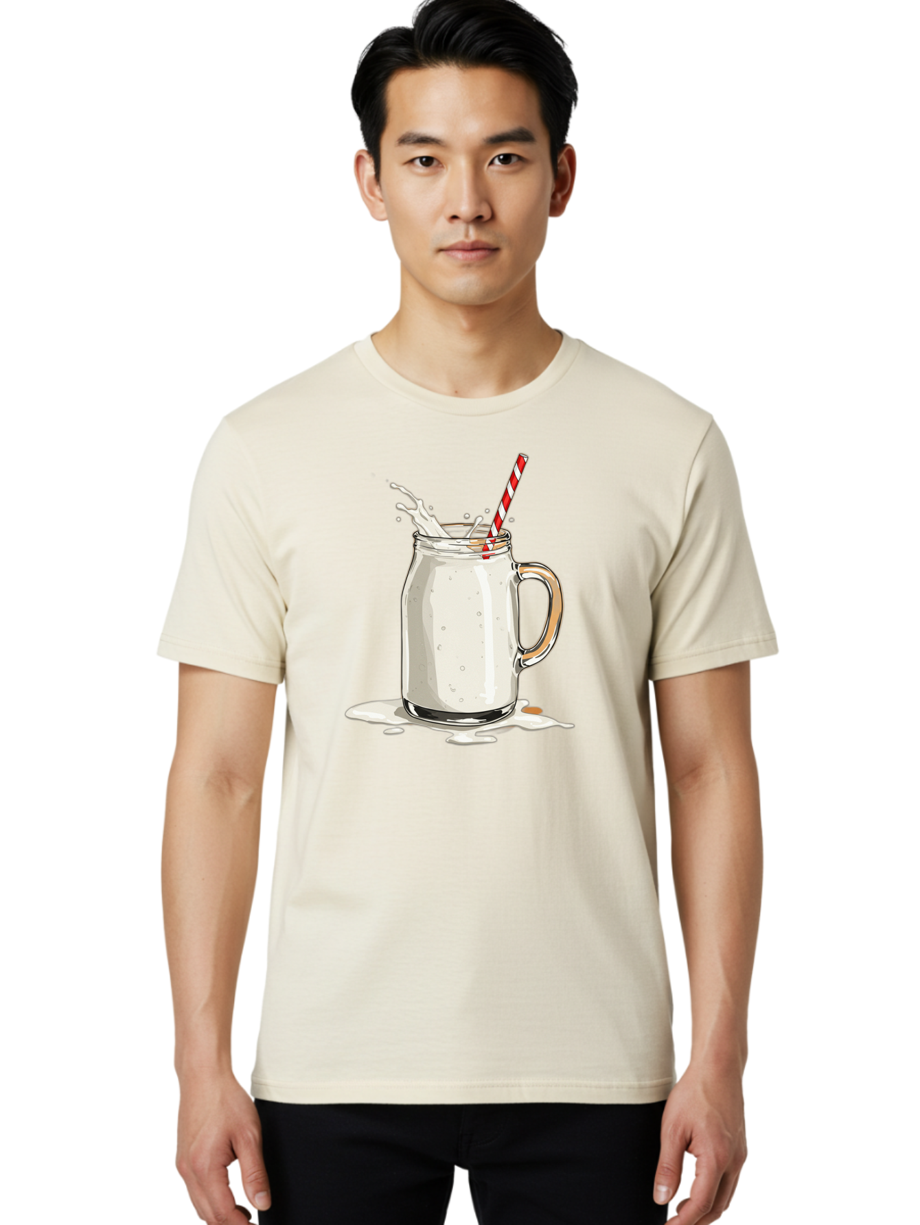 Milkshake-Mason-Jar Men'S Graphic Tee, 100% Cotton, Comfortable Casual Summer Wear, Machine Washable, Vintage Camera, Old Camera, Antique Camera, Black Camera, Classic Photography, Photography Equipment, Nostalgic Device, Film Camera, Bai155
