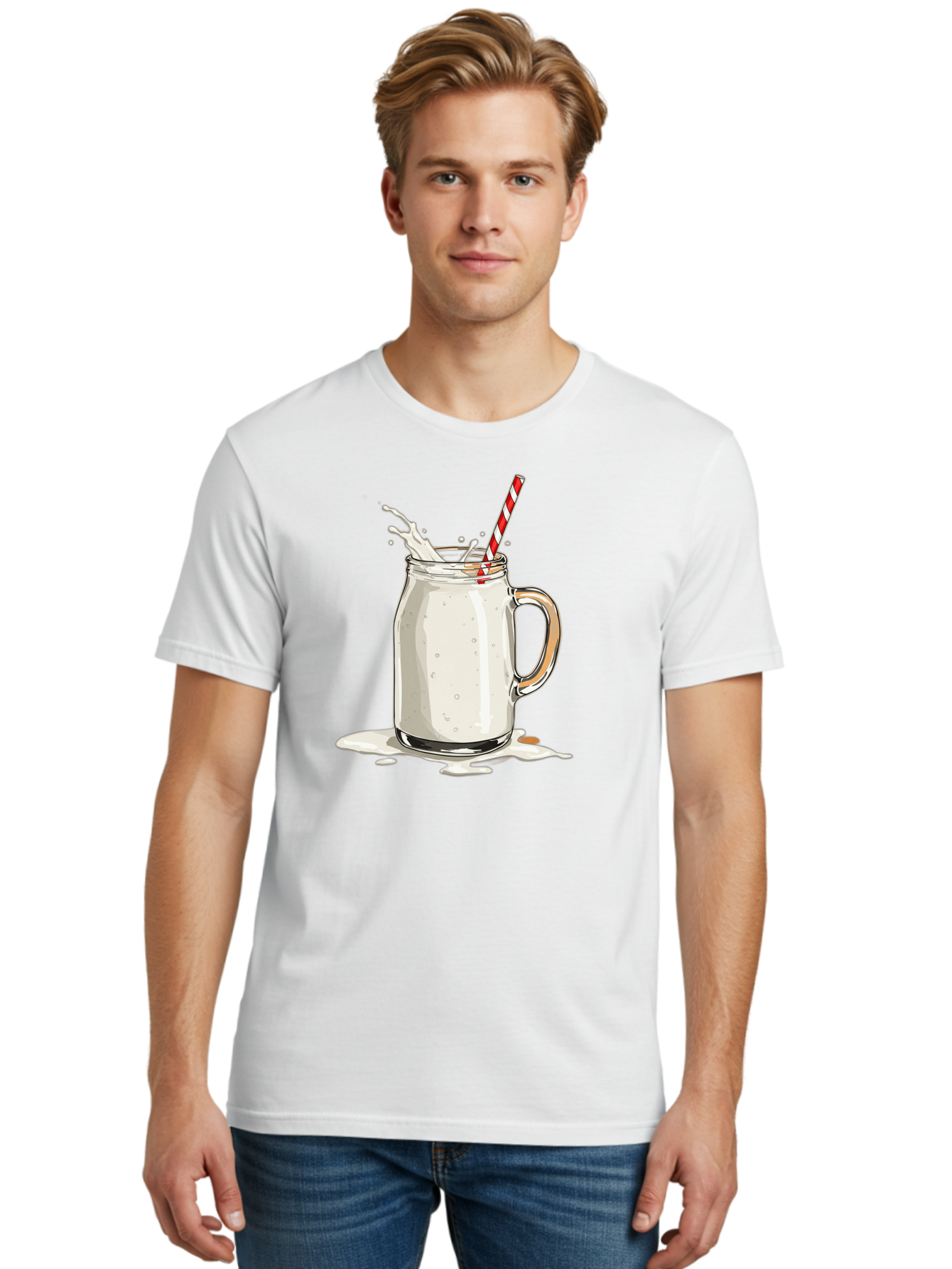 Milkshake-Mason-Jar Men'S Graphic Tee, 100% Cotton, Comfortable Casual Summer Wear, Machine Washable, Vintage Camera, Old Camera, Antique Camera, Black Camera, Classic Photography, Photography Equipment, Nostalgic Device, Film Camera, Bai155