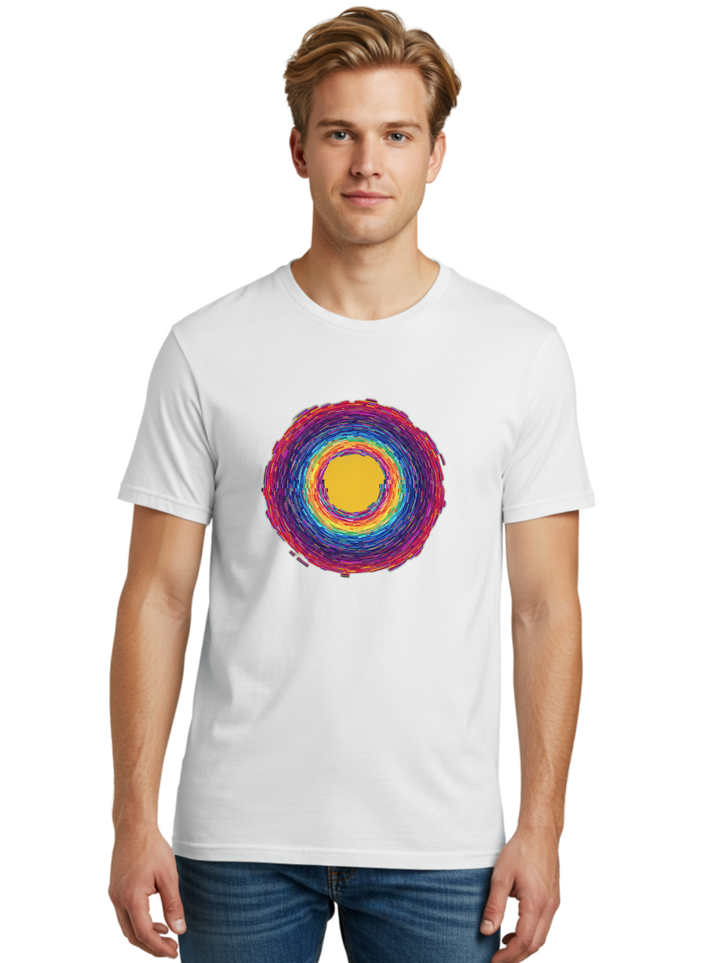 Multicolored-Circle Men'S Graphic Tee, 100% Cotton, Comfortable Casual Summer Wear, Machine Washable, Vintage Camera, Old Camera, Antique Camera, Black Camera, Classic Photography, Photography Equipment, Nostalgic Device, Film Camera, Bai171