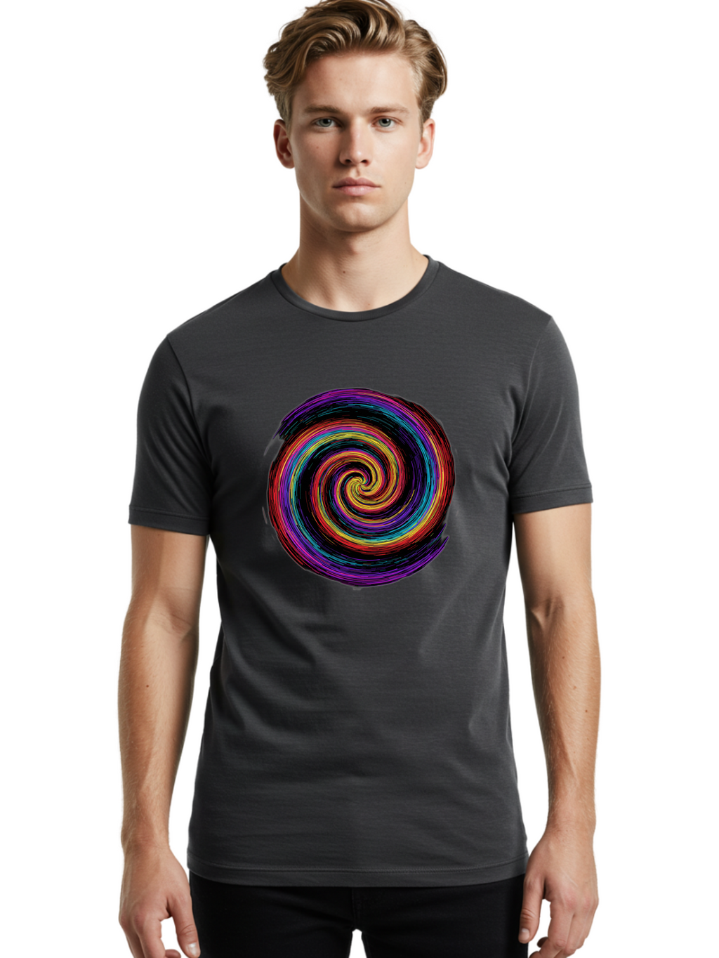 Multicolored-Spiral Men'S Graphic Tee, 100% Cotton, Comfortable Casual Summer Wear, Machine Washable, Vintage Camera, Old Camera, Antique Camera, Black Camera, Classic Photography, Photography Equipment, Nostalgic Device, Film Camera, Bai172
