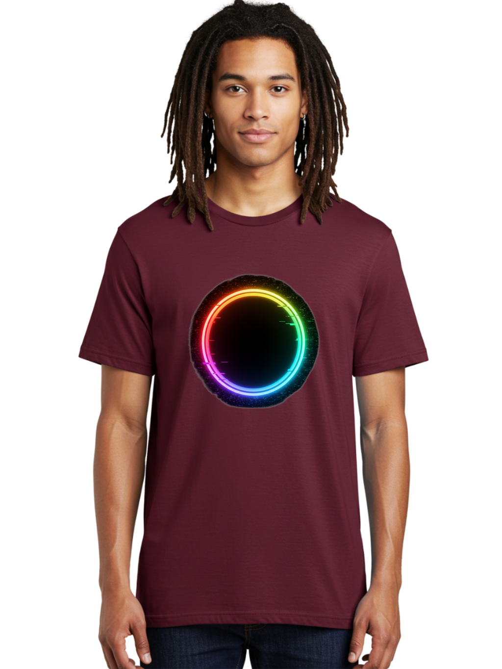 Neon-Circle-2 Men'S Graphic Tee, 100% Cotton, Comfortable Casual Summer Wear, Machine Washable, Vintage Camera, Old Camera, Antique Camera, Black Camera, Classic Photography, Photography Equipment, Nostalgic Device, Film Camera, Camera Art Bai178