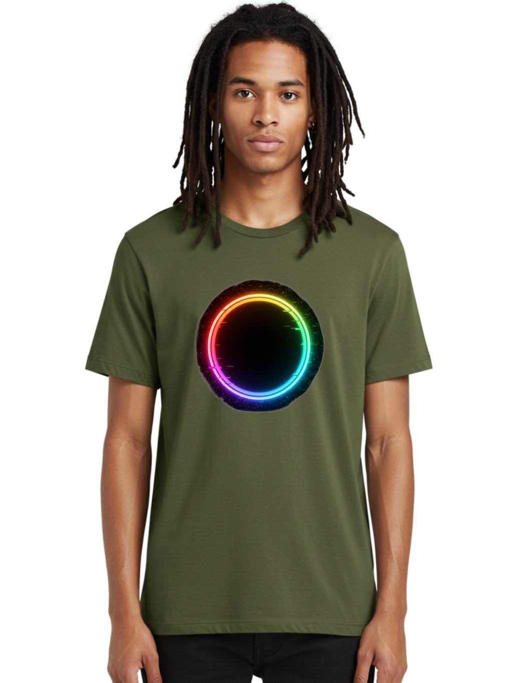 Neon-Circle-2 Men'S Graphic Tee, 100% Cotton, Comfortable Casual Summer Wear, Machine Washable, Vintage Camera, Old Camera, Antique Camera, Black Camera, Classic Photography, Photography Equipment, Nostalgic Device, Film Camera, Camera Art Bai178