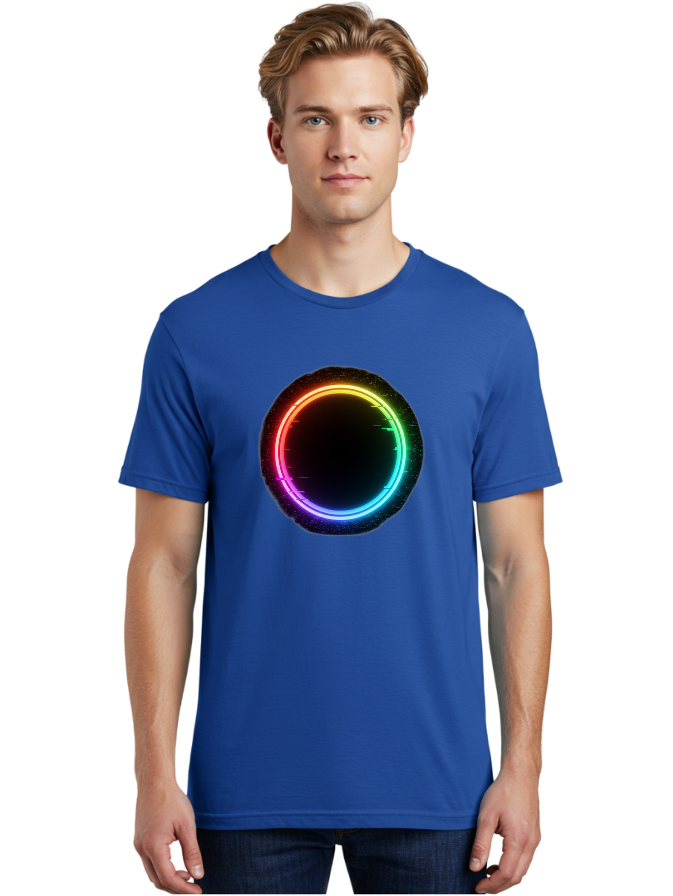 Neon-Circle-2 Men'S Graphic Tee, 100% Cotton, Comfortable Casual Summer Wear, Machine Washable, Vintage Camera, Old Camera, Antique Camera, Black Camera, Classic Photography, Photography Equipment, Nostalgic Device, Film Camera, Camera Art Bai178