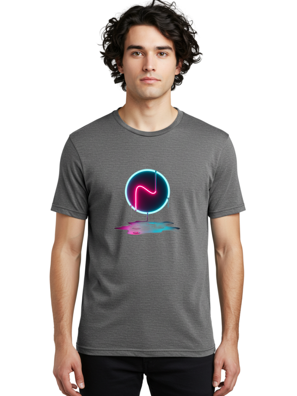 Neon-Circle-3 Men'S Graphic Tee, 100% Cotton, Comfortable Casual Summer Wear, Machine Washable, Vintage Camera, Old Camera, Antique Camera, Black Camera, Classic Photography, Photography Equipment, Nostalgic Device, Film Camera, Camera Art Bai179