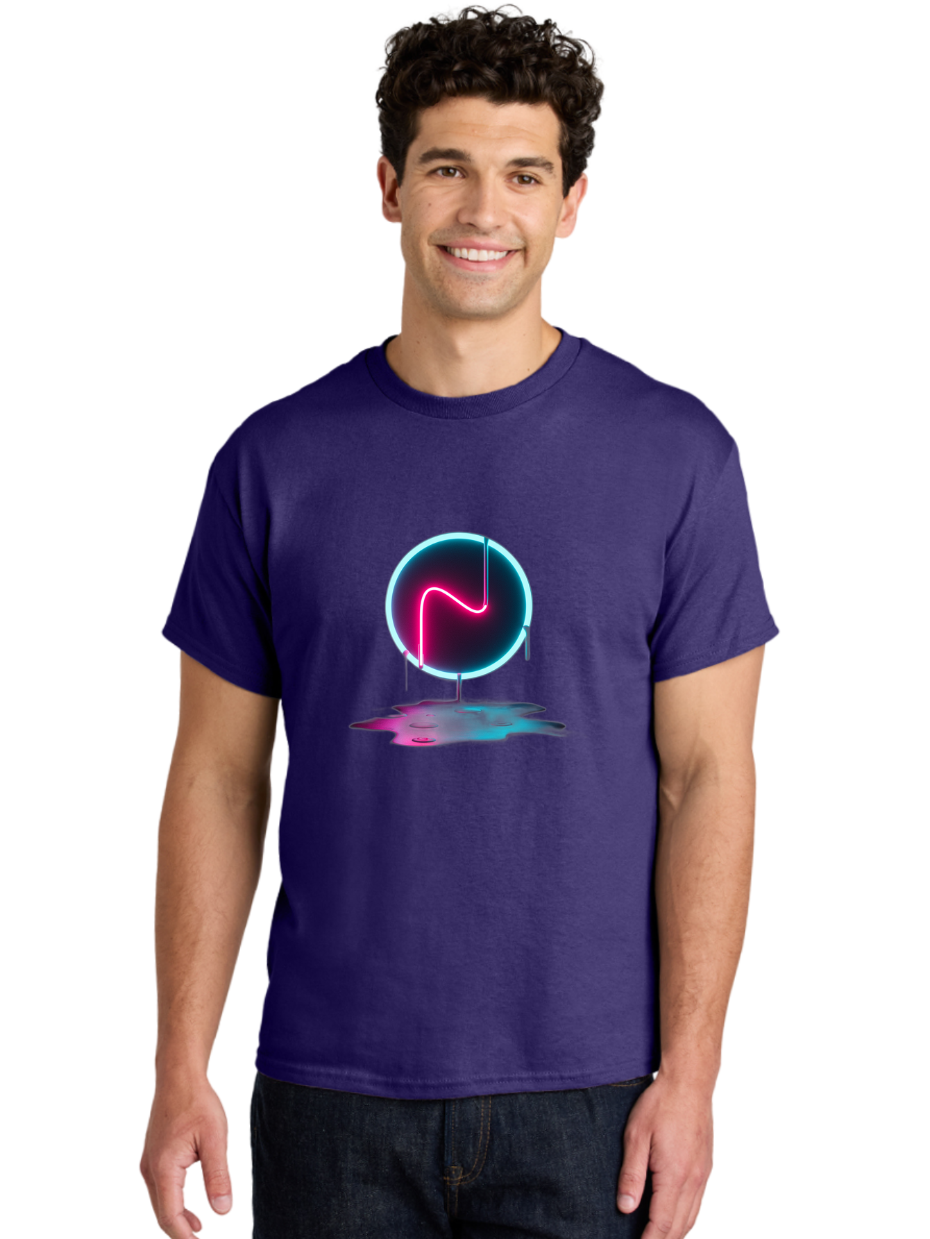 Neon-Circle-3 Men'S Graphic Tee, 100% Cotton, Comfortable Casual Summer Wear, Machine Washable, Vintage Camera, Old Camera, Antique Camera, Black Camera, Classic Photography, Photography Equipment, Nostalgic Device, Film Camera, Camera Art Bai179