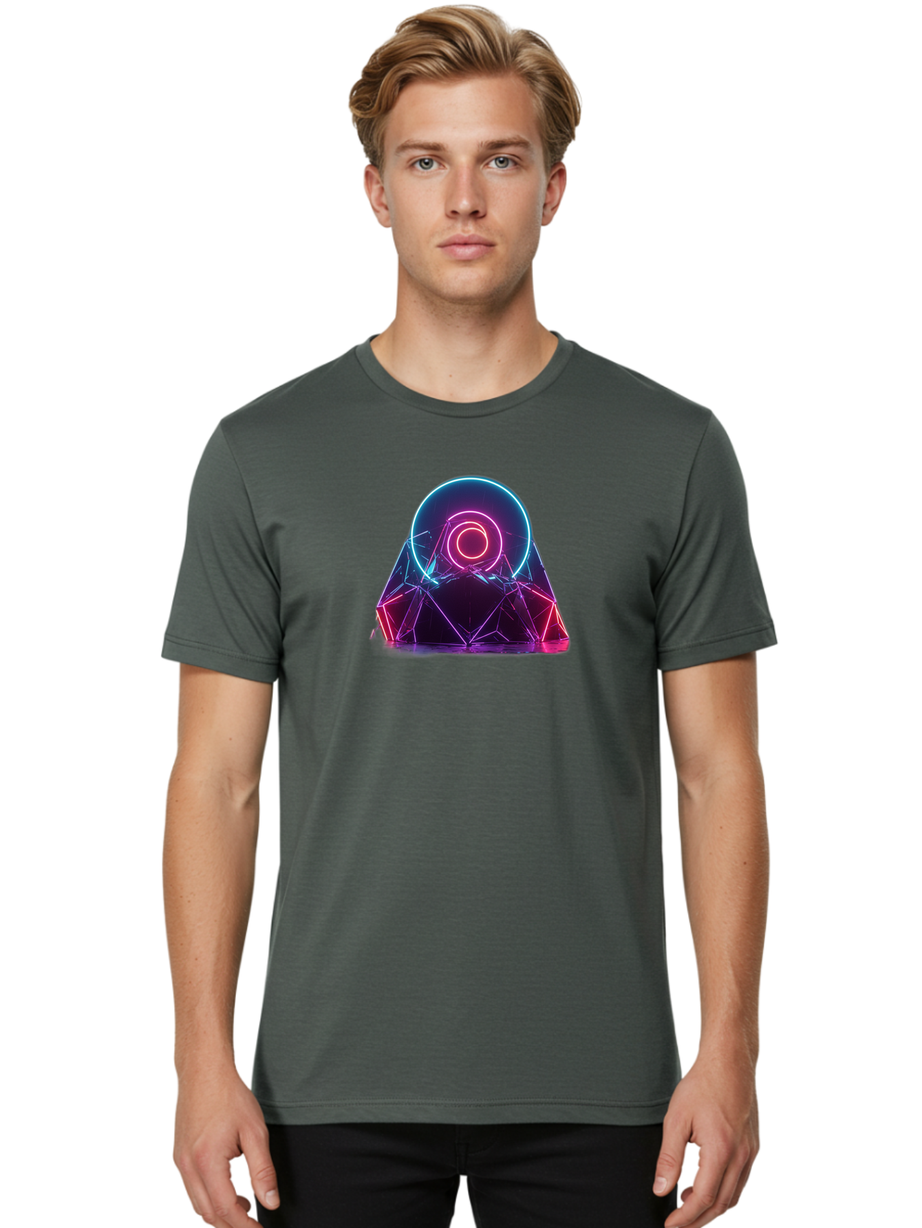 Neon-Geometric-Object Men'S Graphic Tee, 100% Cotton, Comfortable Casual Summer Wear, Machine Washable, Vintage Camera, Old Camera, Antique Camera, Black Camera, Classic Photography, Photography Equipment, Nostalgic Device, Film Camera, Bai182