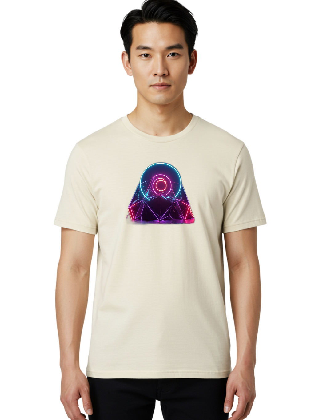 Neon-Geometric-Object Men'S Graphic Tee, 100% Cotton, Comfortable Casual Summer Wear, Machine Washable, Vintage Camera, Old Camera, Antique Camera, Black Camera, Classic Photography, Photography Equipment, Nostalgic Device, Film Camera, Bai182