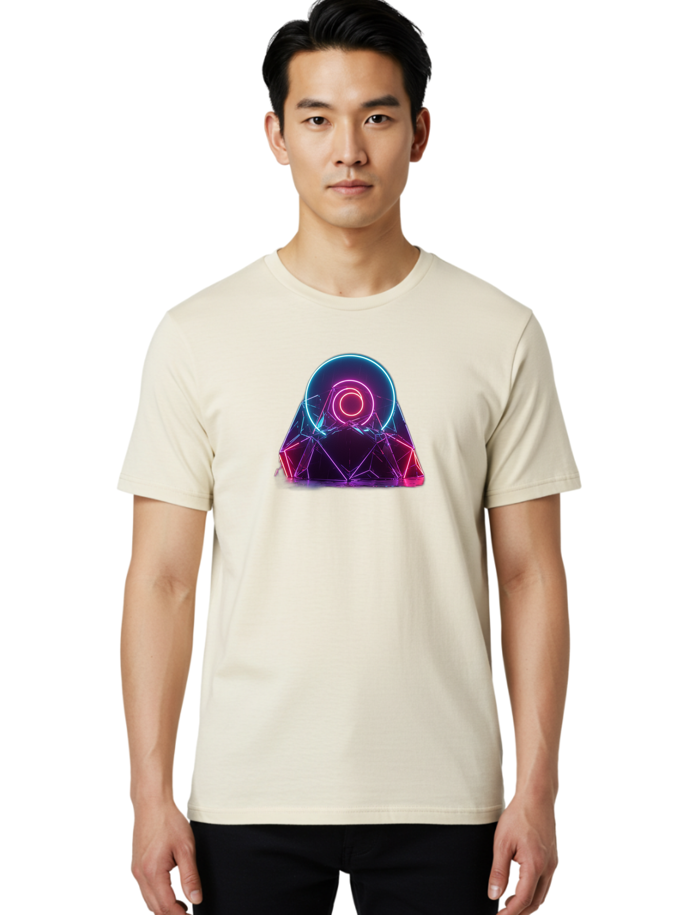 Neon-Geometric-Object Men'S Graphic Tee, 100% Cotton, Comfortable Casual Summer Wear, Machine Washable, Vintage Camera, Old Camera, Antique Camera, Black Camera, Classic Photography, Photography Equipment, Nostalgic Device, Film Camera, Bai182