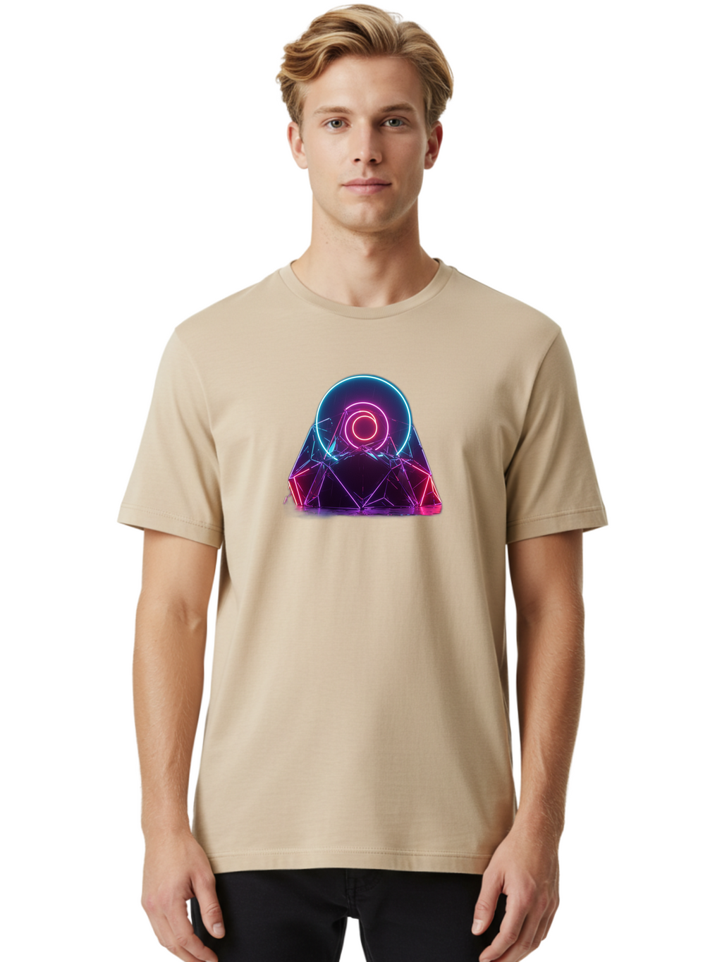 Neon-Geometric-Object Men'S Graphic Tee, 100% Cotton, Comfortable Casual Summer Wear, Machine Washable, Vintage Camera, Old Camera, Antique Camera, Black Camera, Classic Photography, Photography Equipment, Nostalgic Device, Film Camera, Bai182