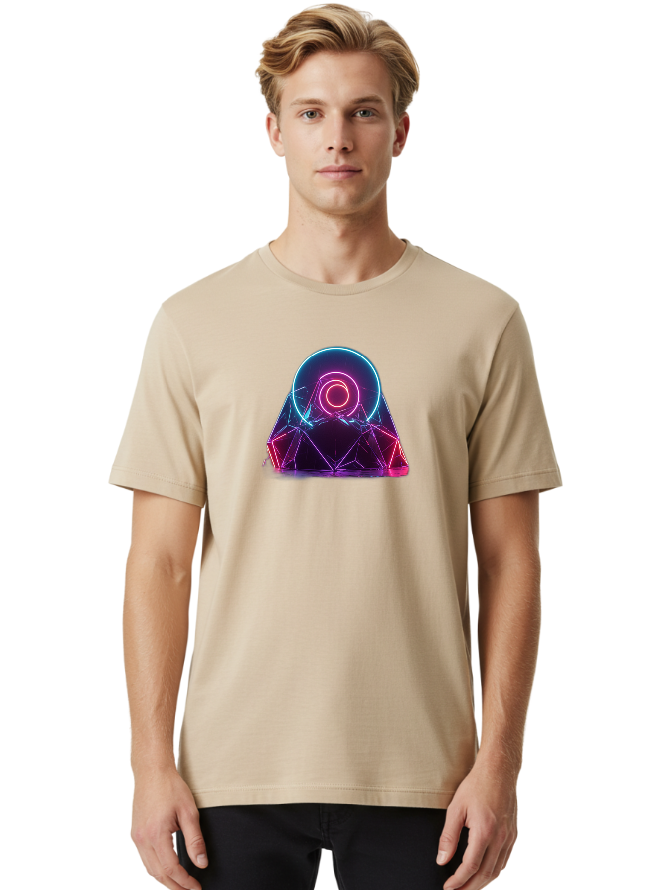 Neon-Geometric-Object Men'S Graphic Tee, 100% Cotton, Comfortable Casual Summer Wear, Machine Washable, Vintage Camera, Old Camera, Antique Camera, Black Camera, Classic Photography, Photography Equipment, Nostalgic Device, Film Camera, Bai182