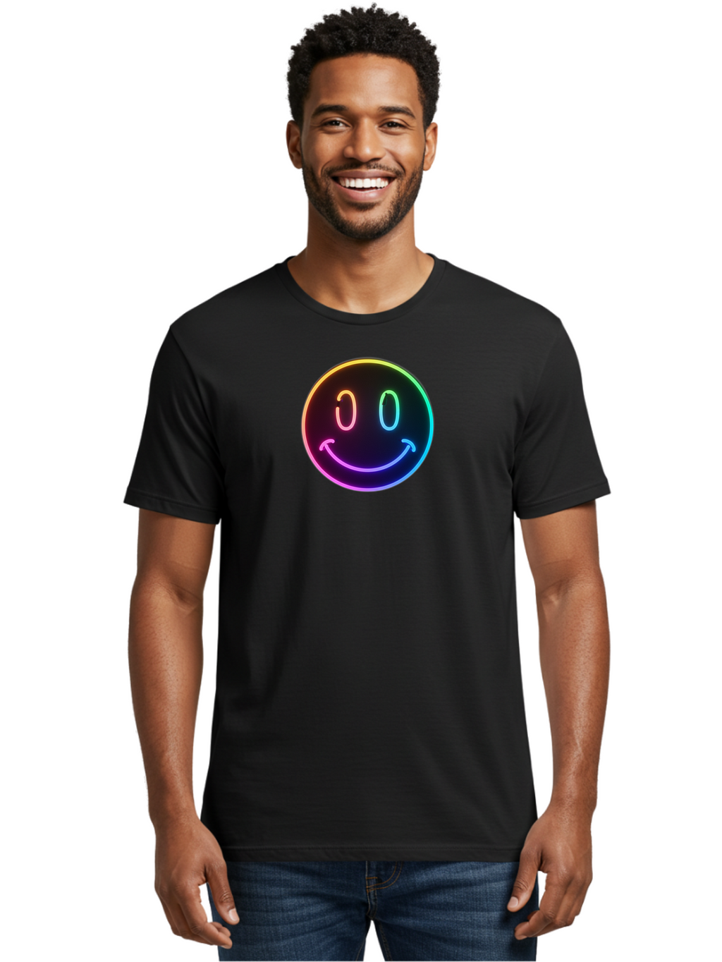 Neon-Smiley Men'S Graphic Tee, 100% Cotton, Comfortable Casual Summer Wear, Machine Washable, Vintage Camera, Old Camera, Antique Camera, Black Camera, Classic Photography, Photography Equipment, Nostalgic Device, Film Camera, Camera Art Bai185