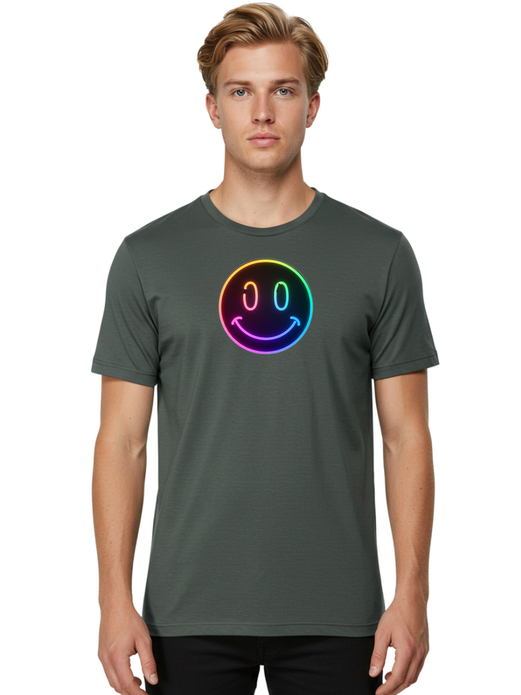 Neon-Smiley Men'S Graphic Tee, 100% Cotton, Comfortable Casual Summer Wear, Machine Washable, Vintage Camera, Old Camera, Antique Camera, Black Camera, Classic Photography, Photography Equipment, Nostalgic Device, Film Camera, Camera Art Bai185