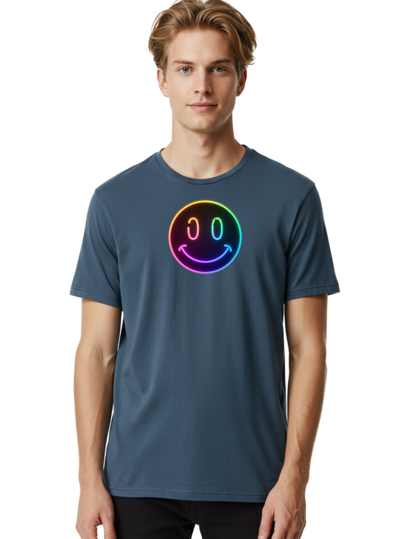 Neon-Smiley Men'S Graphic Tee, 100% Cotton, Comfortable Casual Summer Wear, Machine Washable, Vintage Camera, Old Camera, Antique Camera, Black Camera, Classic Photography, Photography Equipment, Nostalgic Device, Film Camera, Camera Art Bai185