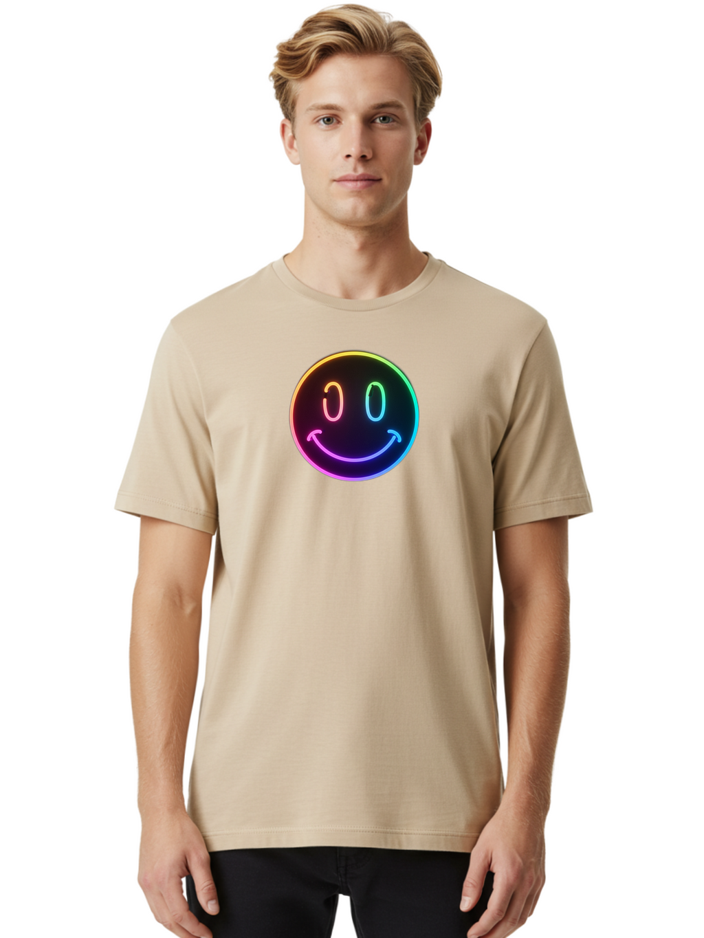 Neon-Smiley Men'S Graphic Tee, 100% Cotton, Comfortable Casual Summer Wear, Machine Washable, Vintage Camera, Old Camera, Antique Camera, Black Camera, Classic Photography, Photography Equipment, Nostalgic Device, Film Camera, Camera Art Bai185