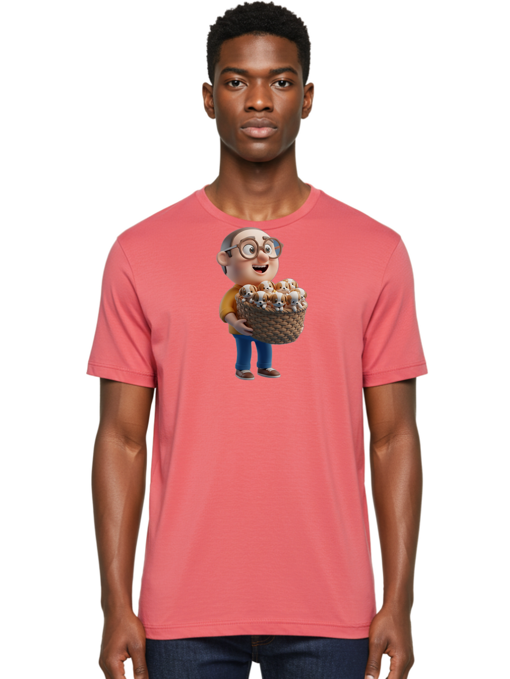 Old-Man-Holding-Puppies Men'S Graphic Tee, 100% Cotton, Comfortable Casual Summer Wear, Machine Washable, Vintage Camera, Old Camera, Antique Camera, Black Camera, Classic Photography, Photography Equipment, Nostalgic Device, Film Camera, Bai188