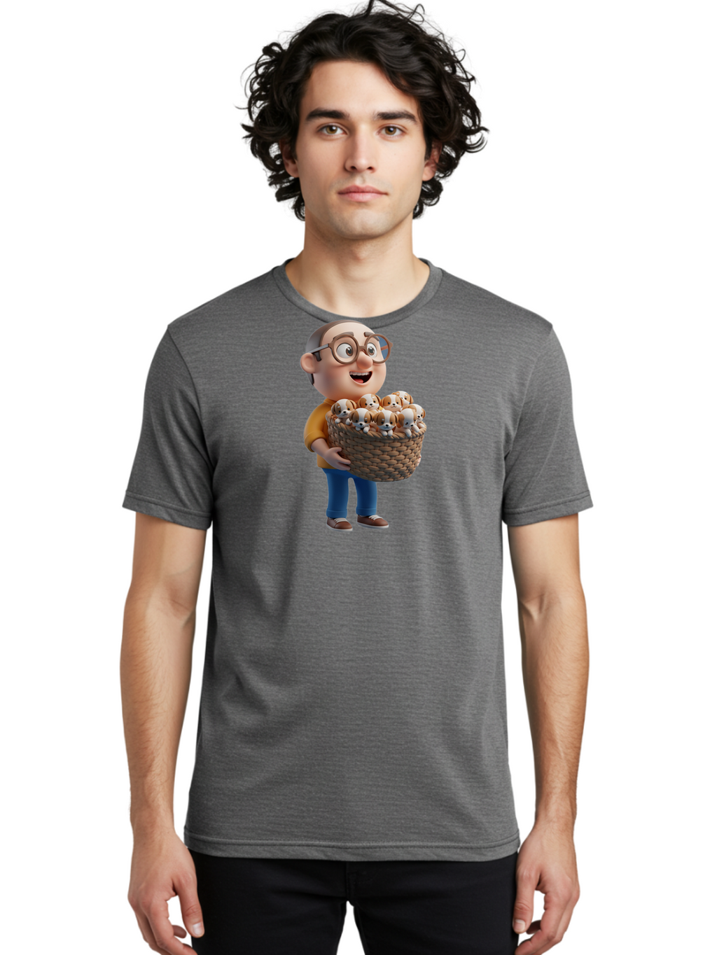 Old-Man-Holding-Puppies Men'S Graphic Tee, 100% Cotton, Comfortable Casual Summer Wear, Machine Washable, Vintage Camera, Old Camera, Antique Camera, Black Camera, Classic Photography, Photography Equipment, Nostalgic Device, Film Camera, Bai188