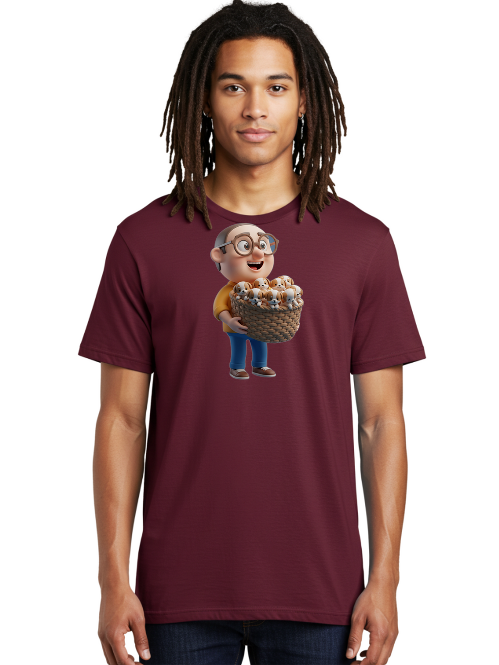 Old-Man-Holding-Puppies Men'S Graphic Tee, 100% Cotton, Comfortable Casual Summer Wear, Machine Washable, Vintage Camera, Old Camera, Antique Camera, Black Camera, Classic Photography, Photography Equipment, Nostalgic Device, Film Camera, Bai188