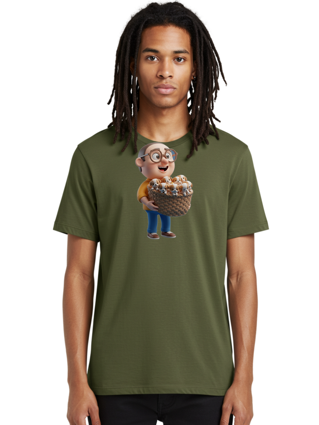 Old-Man-Holding-Puppies Men'S Graphic Tee, 100% Cotton, Comfortable Casual Summer Wear, Machine Washable, Vintage Camera, Old Camera, Antique Camera, Black Camera, Classic Photography, Photography Equipment, Nostalgic Device, Film Camera, Bai188