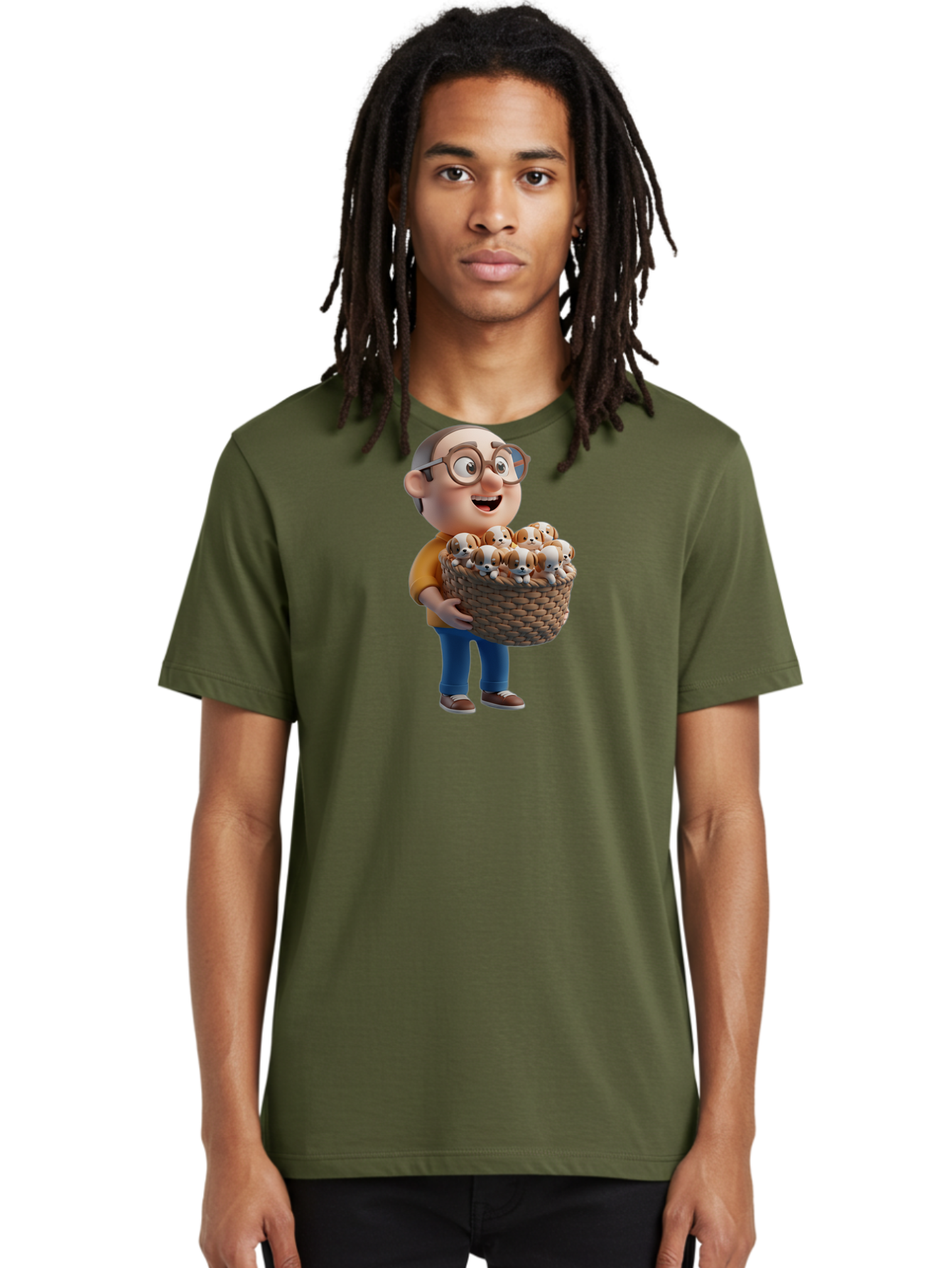Old-Man-Holding-Puppies Men'S Graphic Tee, 100% Cotton, Comfortable Casual Summer Wear, Machine Washable, Vintage Camera, Old Camera, Antique Camera, Black Camera, Classic Photography, Photography Equipment, Nostalgic Device, Film Camera, Bai188