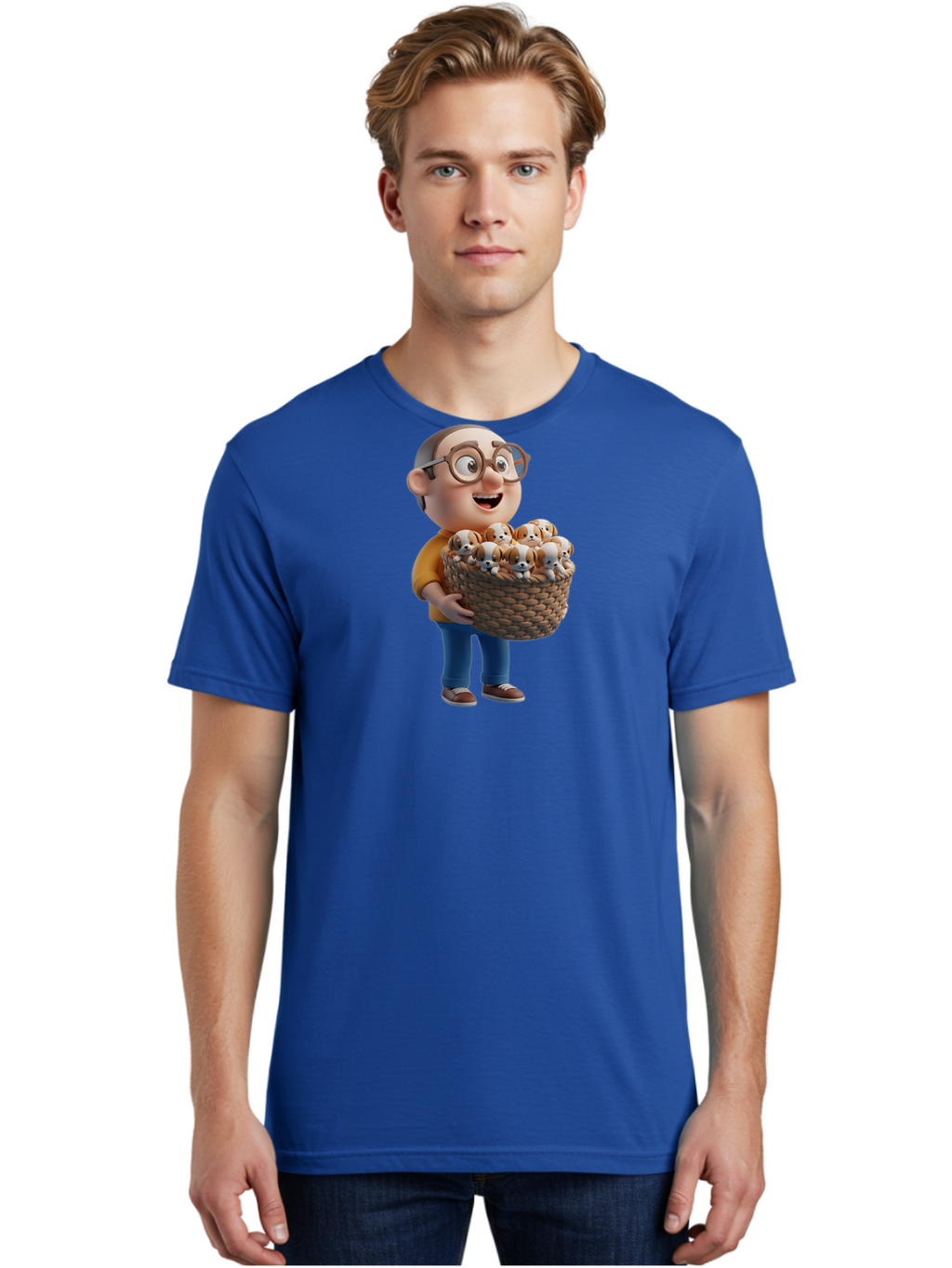 Old-Man-Holding-Puppies Men'S Graphic Tee, 100% Cotton, Comfortable Casual Summer Wear, Machine Washable, Vintage Camera, Old Camera, Antique Camera, Black Camera, Classic Photography, Photography Equipment, Nostalgic Device, Film Camera, Bai188