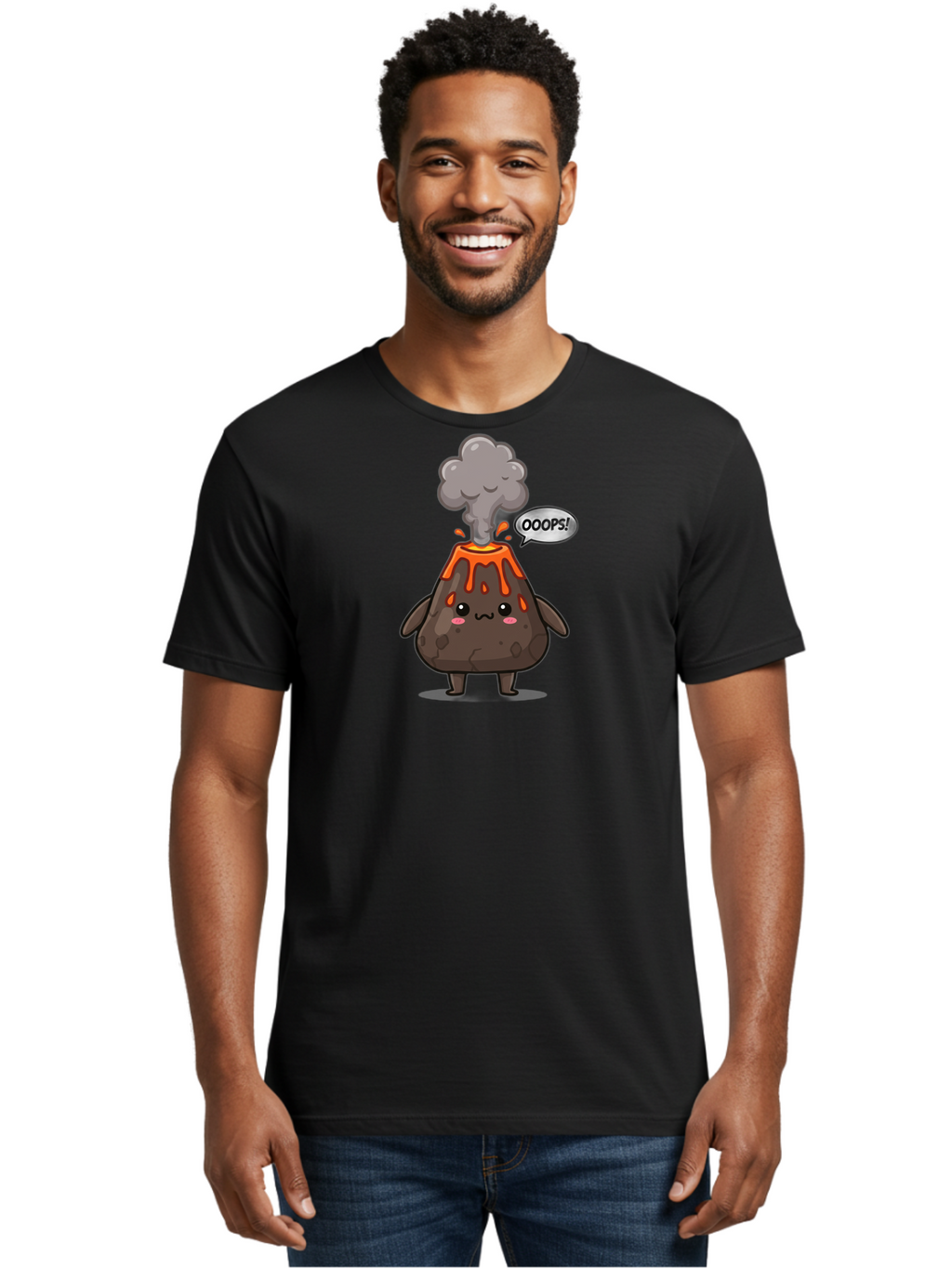 Ooops-Volcano Men'S Graphic Tee, 100% Cotton, Comfortable Casual Summer Wear, Machine Washable, Vintage Camera, Old Camera, Antique Camera, Black Camera, Classic Photography, Photography Equipment, Nostalgic Device, Film Camera, Camera Art Bai190