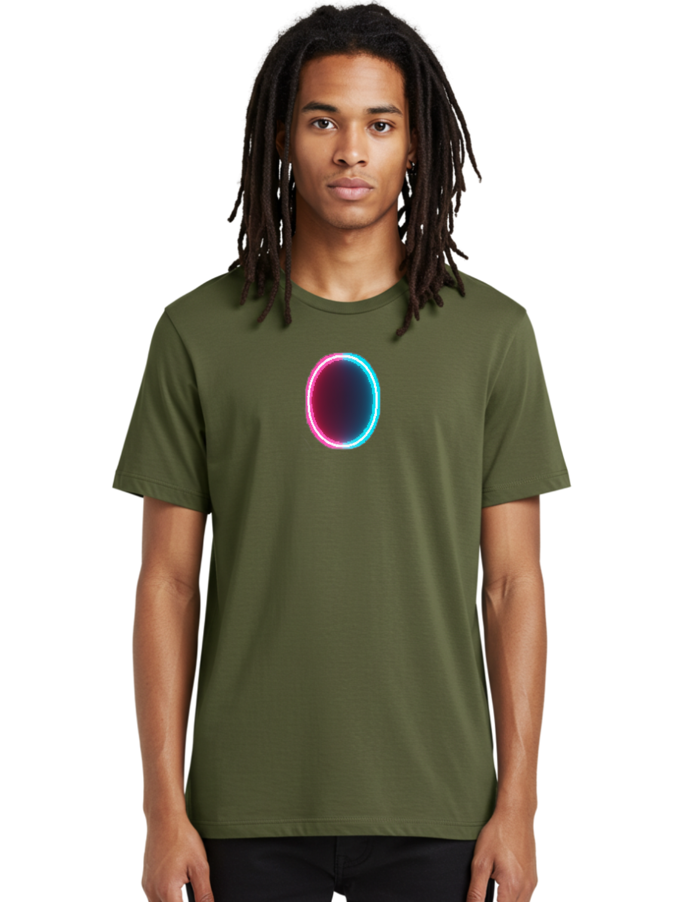 Oval-Neon-Light Men'S Graphic Tee, 100% Cotton, Comfortable Casual Summer Wear, Machine Washable, Vintage Camera, Old Camera, Antique Camera, Black Camera, Classic Photography, Photography Equipment, Nostalgic Device, Film Camera, Camera Art Bai200