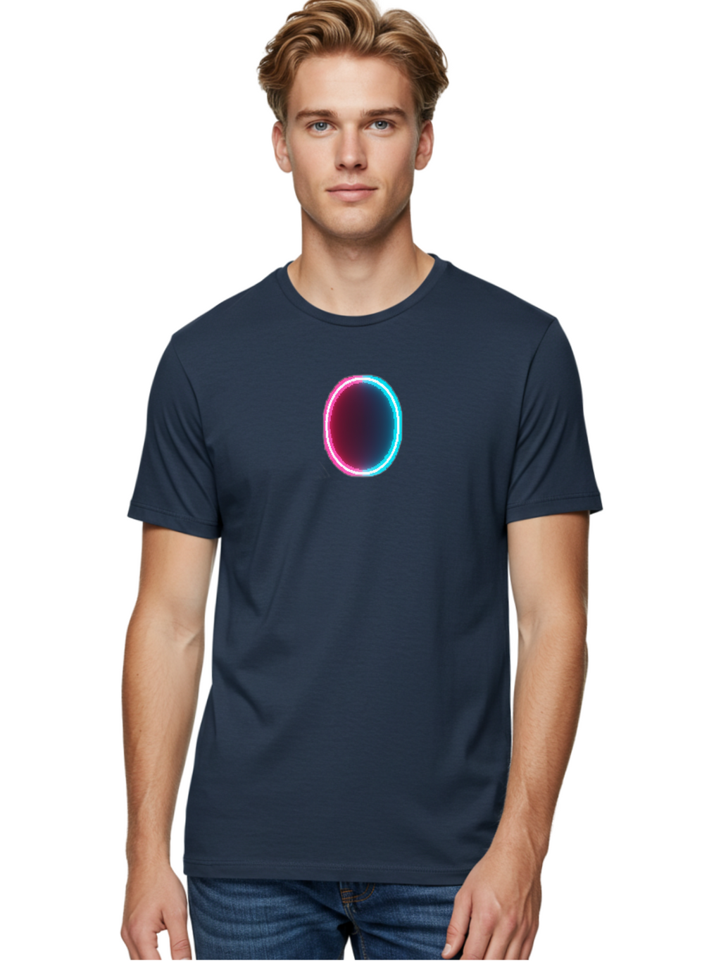 Oval-Neon-Light Men'S Graphic Tee, 100% Cotton, Comfortable Casual Summer Wear, Machine Washable, Vintage Camera, Old Camera, Antique Camera, Black Camera, Classic Photography, Photography Equipment, Nostalgic Device, Film Camera, Camera Art Bai200