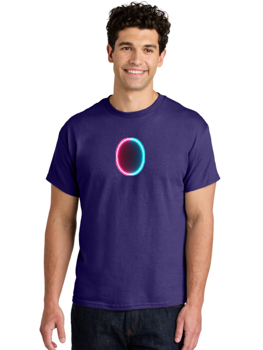 Oval-Neon-Light Men'S Graphic Tee, 100% Cotton, Comfortable Casual Summer Wear, Machine Washable, Vintage Camera, Old Camera, Antique Camera, Black Camera, Classic Photography, Photography Equipment, Nostalgic Device, Film Camera, Camera Art Bai200