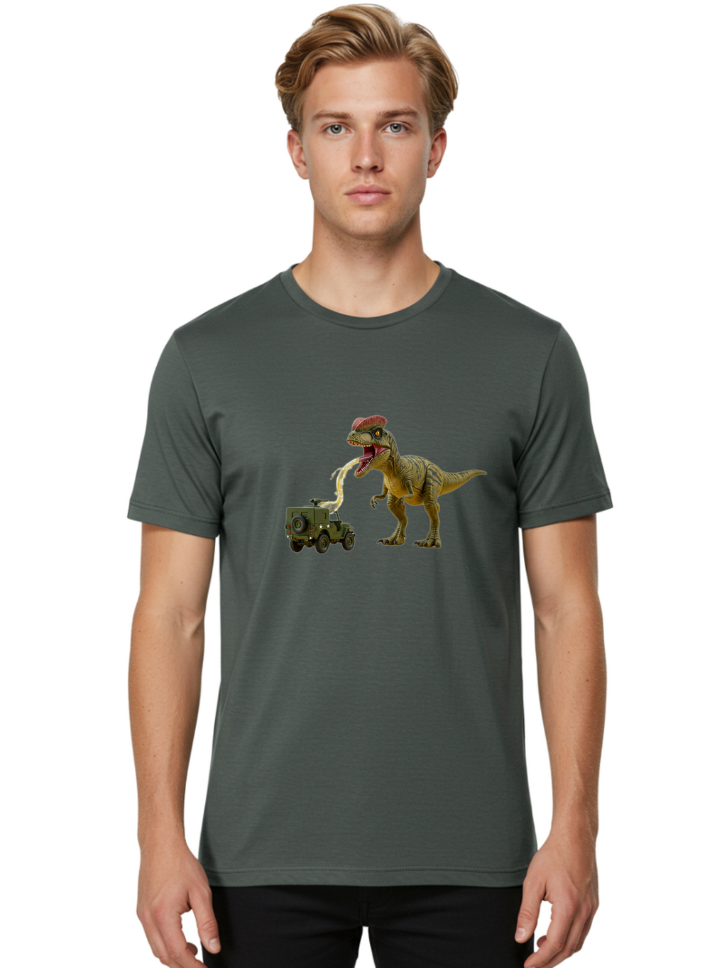 Parasaurolophus-Eating-Military-Vehicle Men'S Graphic Tee, 100% Cotton, Comfortable Casual Summer Wear, Machine Washable, Vintage Camera, Old Camera, Antique Camera, Black Camera, Classic Photography, Photography Equipment, Nostalgic Device, Bai206