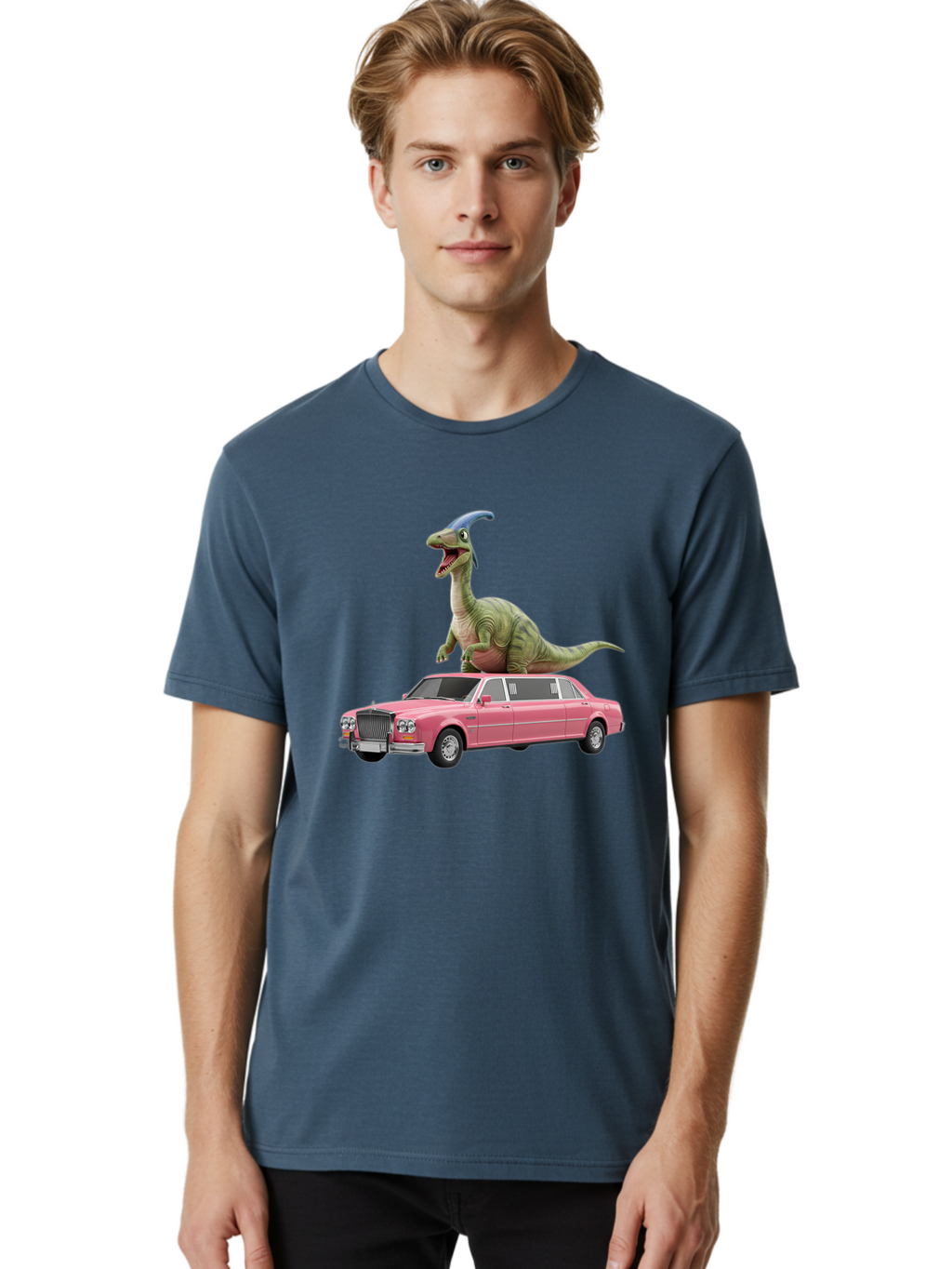Parasaurolophus-On-Pink-Limousine Men'S Graphic Tee, 100% Cotton, Comfortable Casual Summer Wear, Machine Washable, Vintage Camera, Old Camera, Antique Camera, Black Camera, Classic Photography, Photography Equipment, Nostalgic Device, Bai207