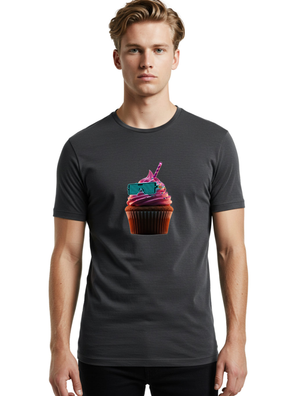 Party-Cupcake Men'S Graphic Tee, 100% Cotton, Comfortable Casual Summer Wear, Machine Washable, Vintage Camera, Old Camera, Antique Camera, Black Camera, Classic Photography, Photography Equipment, Nostalgic Device, Film Camera, Camera Art Bai209