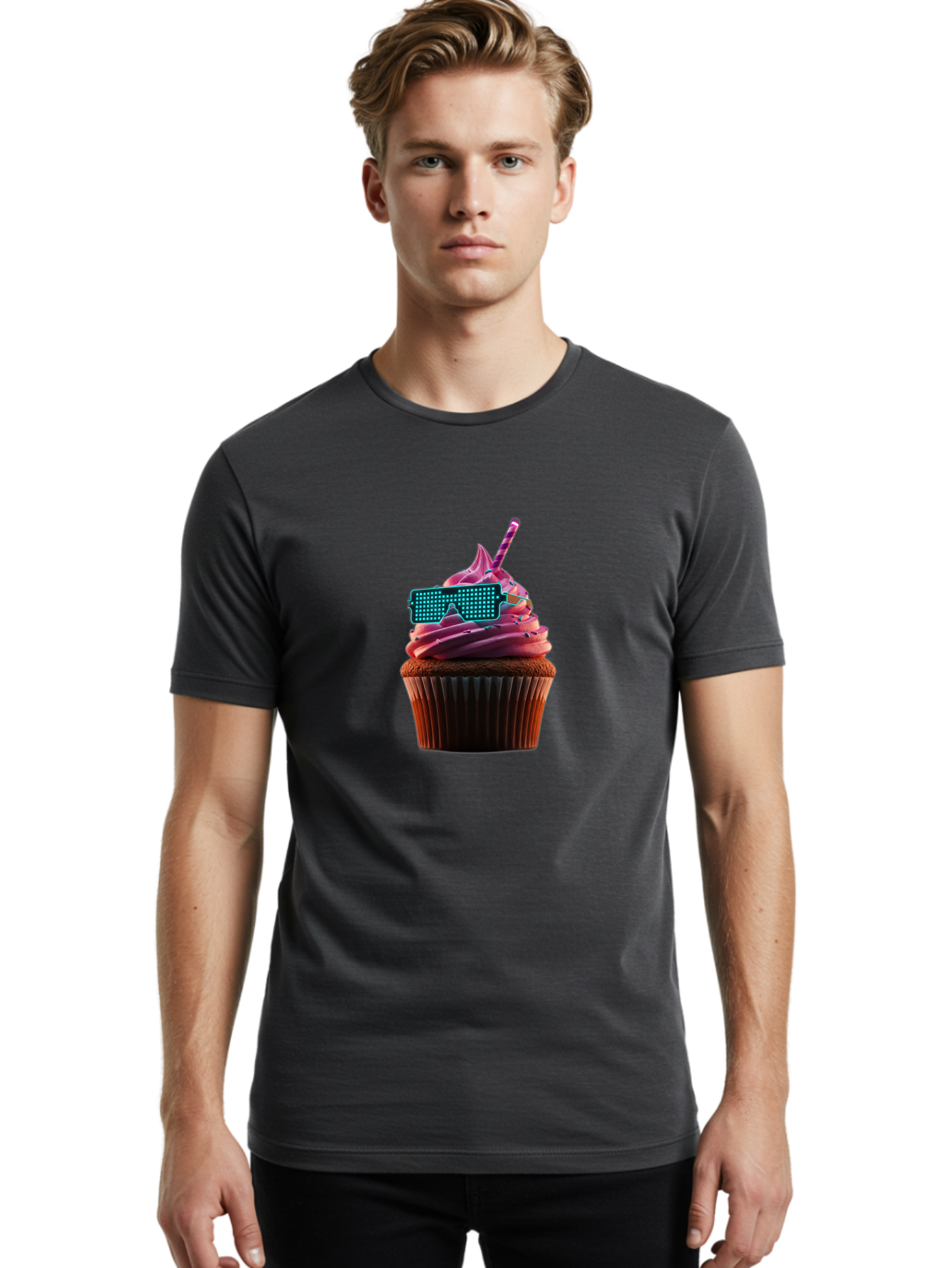 Party-Cupcake Men'S Graphic Tee, 100% Cotton, Comfortable Casual Summer Wear, Machine Washable, Vintage Camera, Old Camera, Antique Camera, Black Camera, Classic Photography, Photography Equipment, Nostalgic Device, Film Camera, Camera Art Bai209