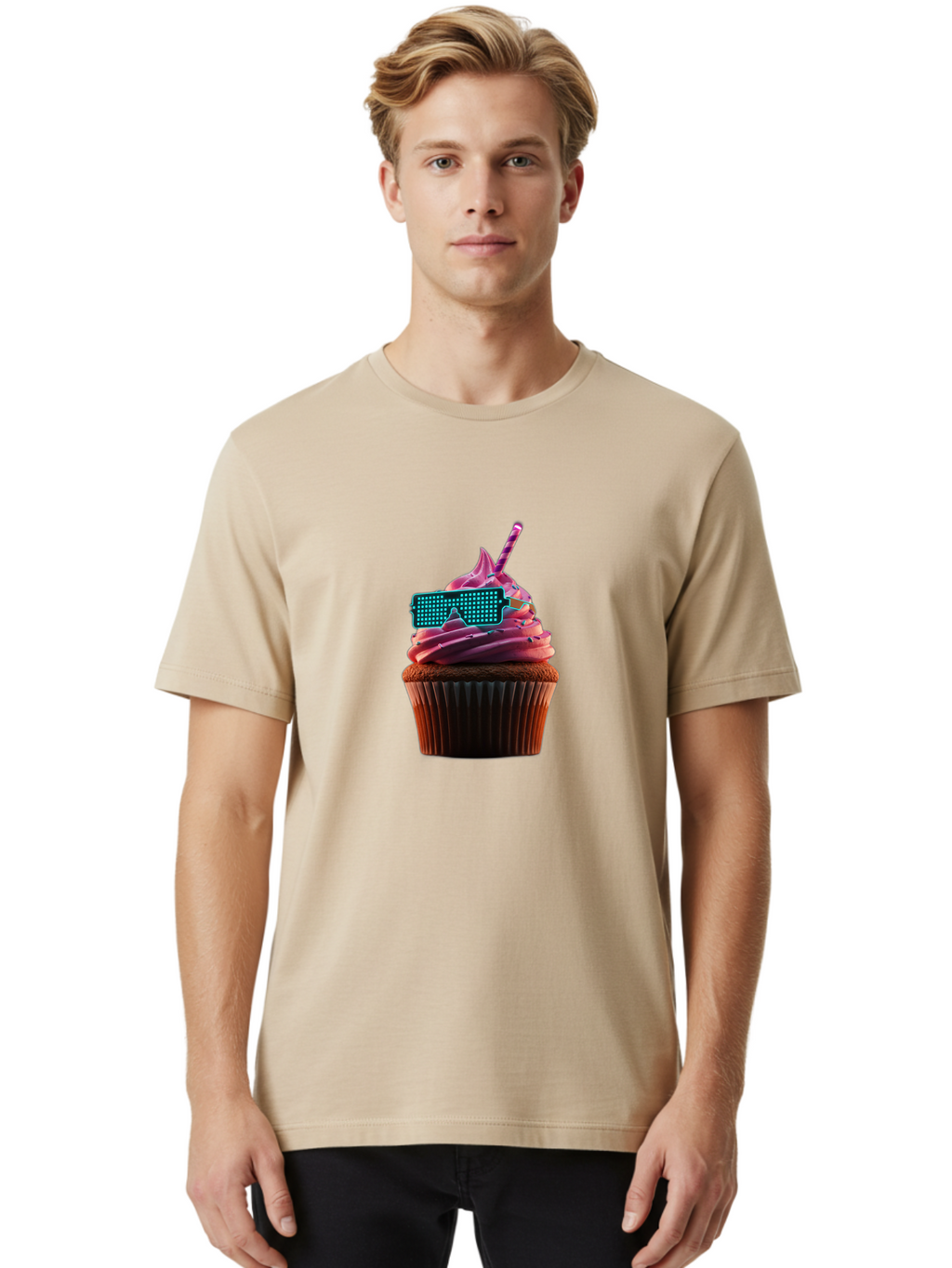Party-Cupcake Men'S Graphic Tee, 100% Cotton, Comfortable Casual Summer Wear, Machine Washable, Vintage Camera, Old Camera, Antique Camera, Black Camera, Classic Photography, Photography Equipment, Nostalgic Device, Film Camera, Camera Art Bai209
