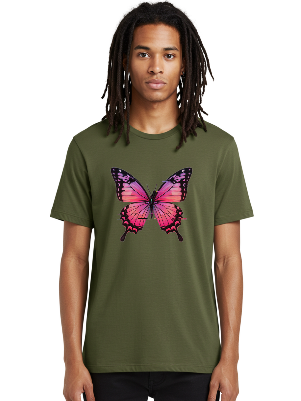 Pink-Butterfly-2 Men'S Graphic Tee, 100% Cotton, Comfortable Casual Summer Wear, Machine Washable, Vintage Camera, Old Camera, Antique Camera, Black Camera, Classic Photography, Photography Equipment, Nostalgic Device, Film Camera, Camera Art Bai216