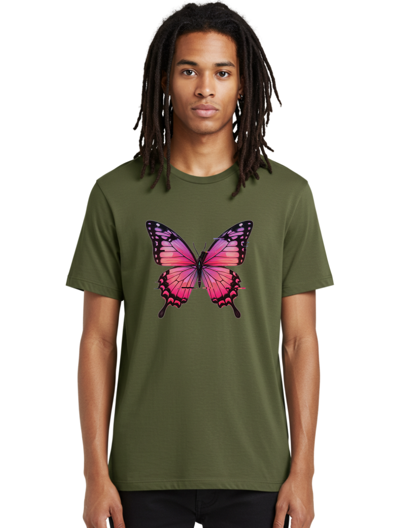 Pink-Butterfly-2 Men'S Graphic Tee, 100% Cotton, Comfortable Casual Summer Wear, Machine Washable, Vintage Camera, Old Camera, Antique Camera, Black Camera, Classic Photography, Photography Equipment, Nostalgic Device, Film Camera, Camera Art Bai216