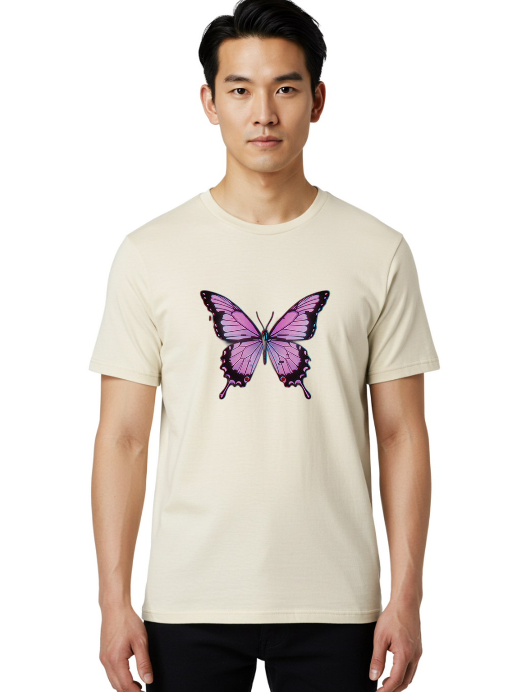 Pink-Butterfly-3 Men'S Graphic Tee, 100% Cotton, Comfortable Casual Summer Wear, Machine Washable, Vintage Camera, Old Camera, Antique Camera, Black Camera, Classic Photography, Photography Equipment, Nostalgic Device, Film Camera, Camera Art Bai217
