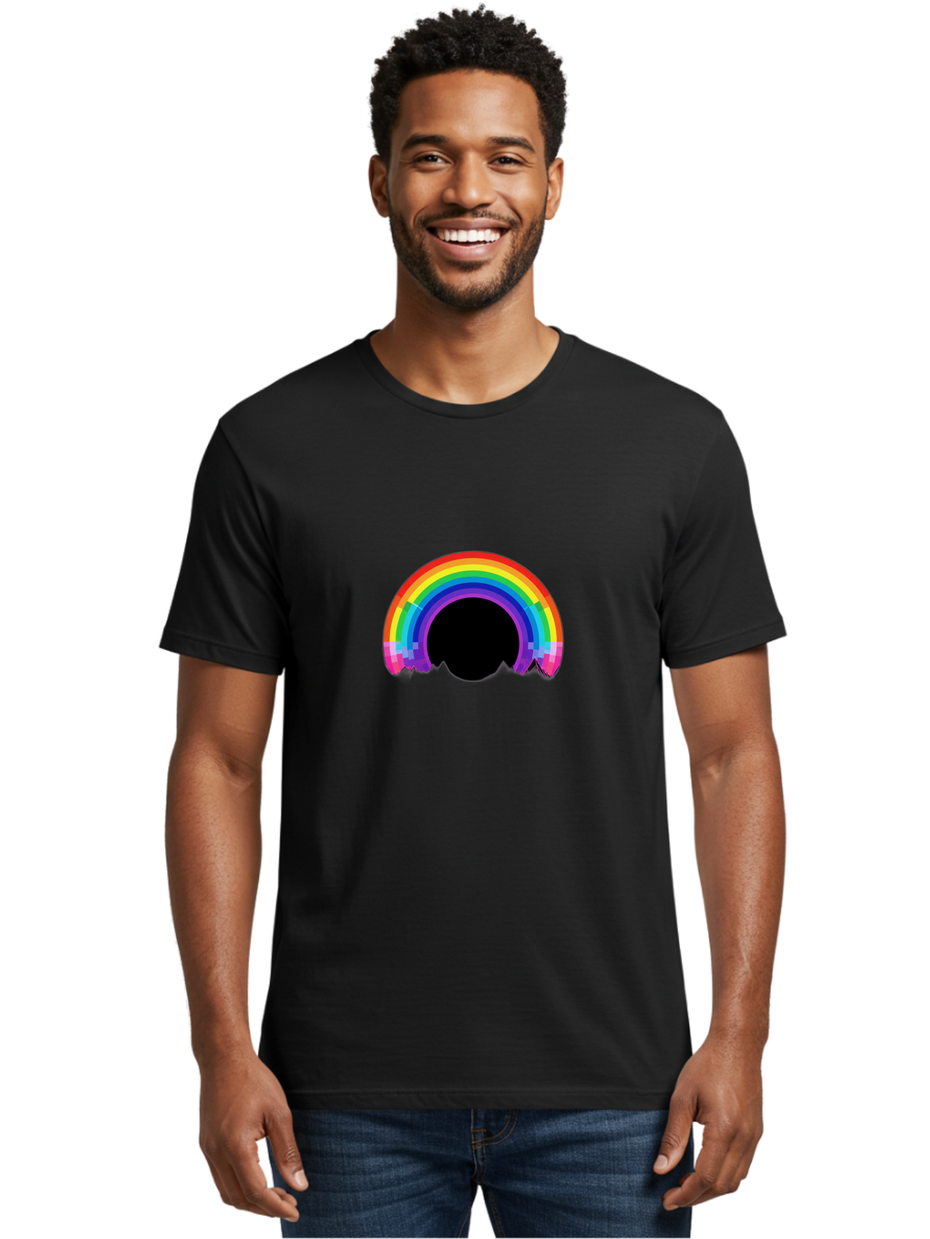 Pixelated-Rainbow Men'S Graphic Tee, 100% Cotton, Comfortable Casual Summer Wear, Machine Washable, Vintage Camera, Old Camera, Antique Camera, Black Camera, Classic Photography, Photography Equipment, Nostalgic Device, Film Camera, Camera Art Bai227