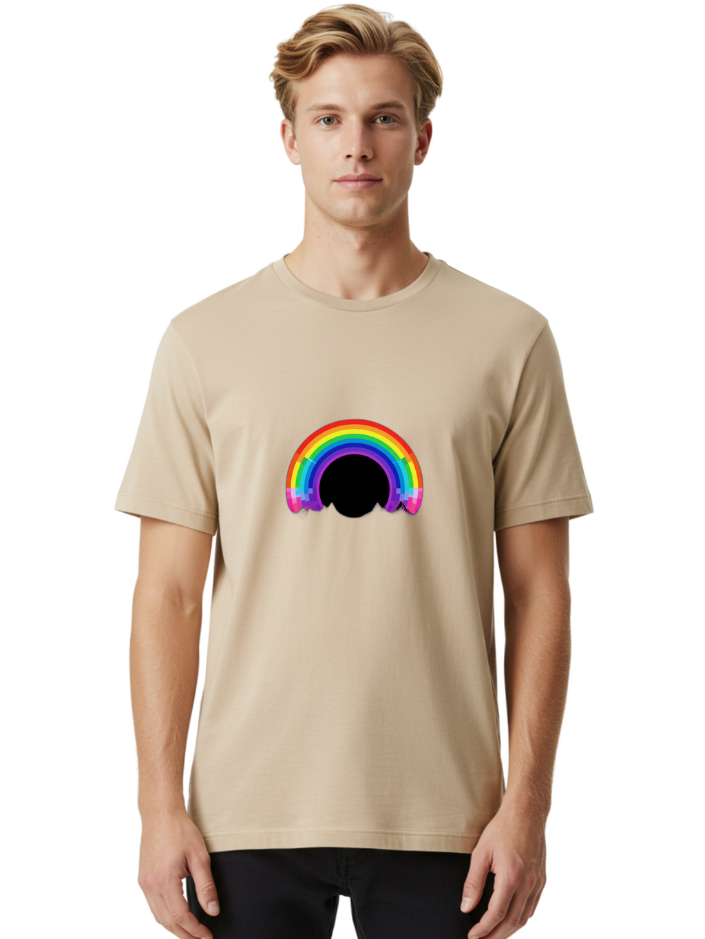 Pixelated-Rainbow Men'S Graphic Tee, 100% Cotton, Comfortable Casual Summer Wear, Machine Washable, Vintage Camera, Old Camera, Antique Camera, Black Camera, Classic Photography, Photography Equipment, Nostalgic Device, Film Camera, Camera Art Bai227