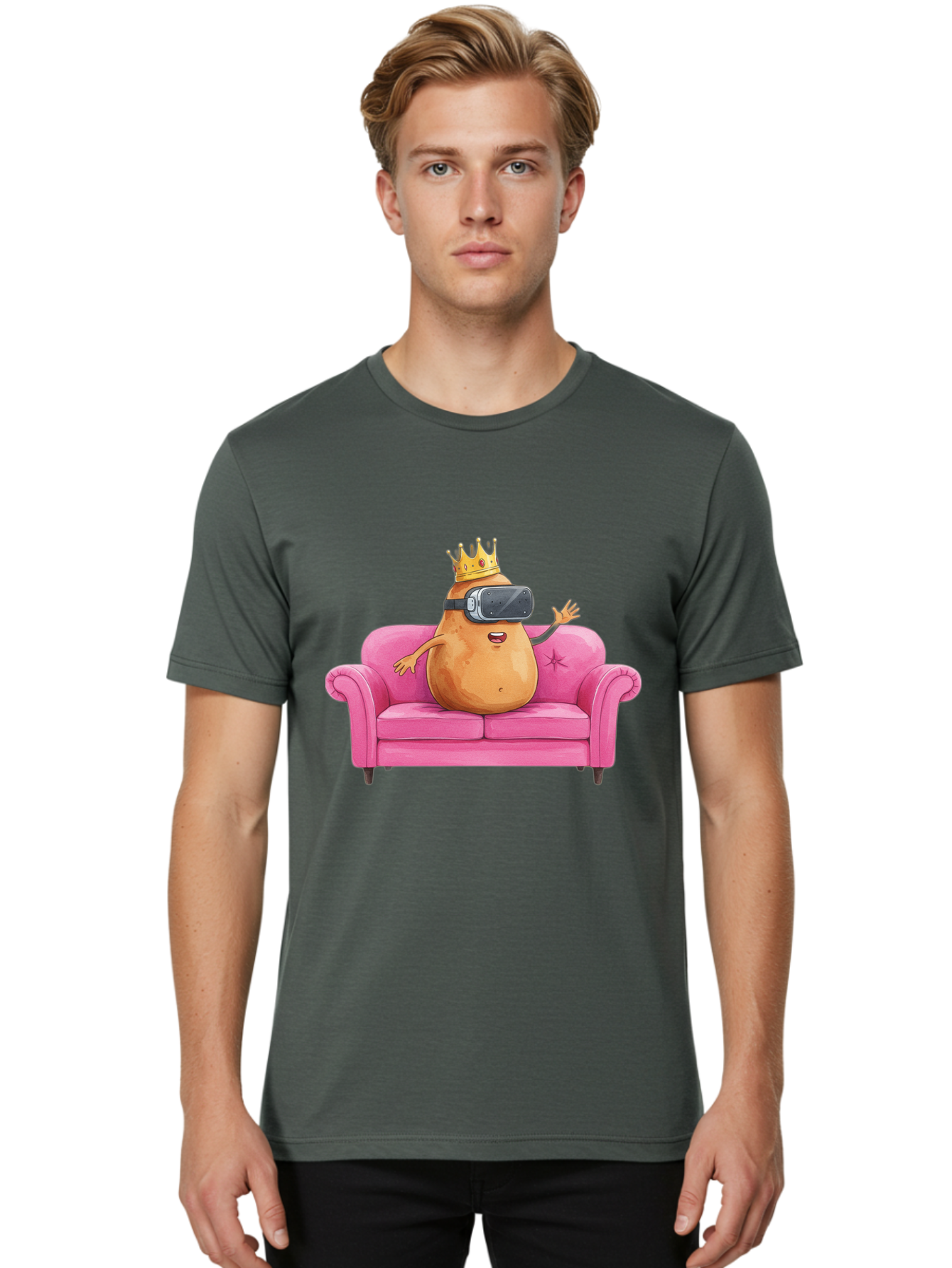 Potato-King-1 Men'S Graphic Tee, 100% Cotton, Comfortable Casual Summer Wear, Machine Washable, Vintage Camera, Old Camera, Antique Camera, Black Camera, Classic Photography, Photography Equipment, Nostalgic Device, Film Camera, Camera Art Bai236