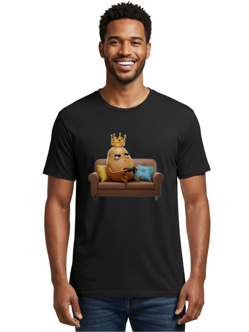 Potato-With-Crown-1 Men'S Graphic Tee, 100% Cotton, Comfortable Casual Summer Wear, Machine Washable, Vintage Camera, Old Camera, Antique Camera, Black Camera, Classic Photography, Photography Equipment, Nostalgic Device, Film Camera, Bai250
