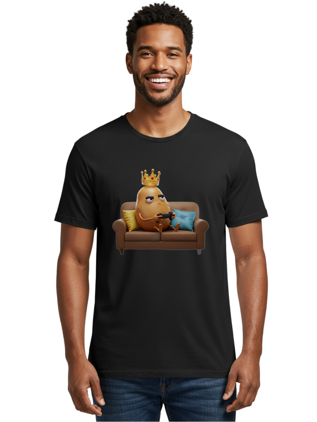 Potato-With-Crown-1 Men'S Graphic Tee, 100% Cotton, Comfortable Casual Summer Wear, Machine Washable, Vintage Camera, Old Camera, Antique Camera, Black Camera, Classic Photography, Photography Equipment, Nostalgic Device, Film Camera, Bai250