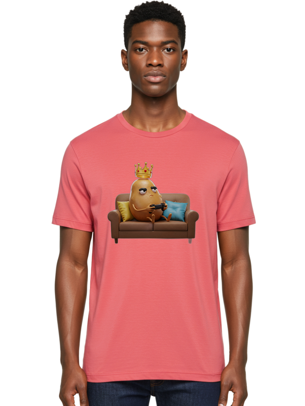Potato-With-Crown-1 Men'S Graphic Tee, 100% Cotton, Comfortable Casual Summer Wear, Machine Washable, Vintage Camera, Old Camera, Antique Camera, Black Camera, Classic Photography, Photography Equipment, Nostalgic Device, Film Camera, Bai250